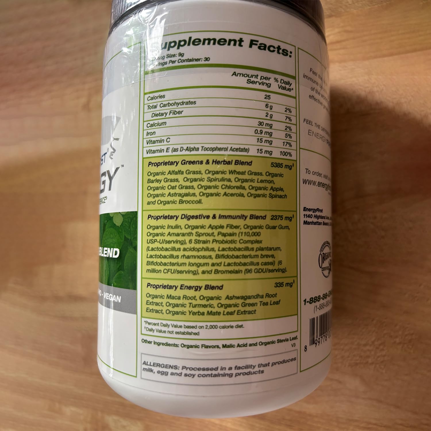 EnergyFirst Energize and Detoxify Greenergy Organic Superfood Powder - Vegan, Gluten-Free, Sugar-Free, Non-GMO - 30 Servings for Daily Energy & Immunity Boost! - TrustMedUSA