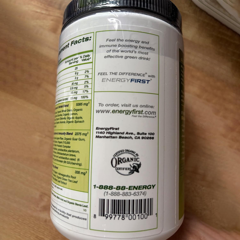 EnergyFirst Energize and Detoxify Greenergy Organic Superfood Powder - Vegan, Gluten-Free, Sugar-Free, Non-GMO - 30 Servings for Daily Energy & Immunity Boost! - TrustMedUSA