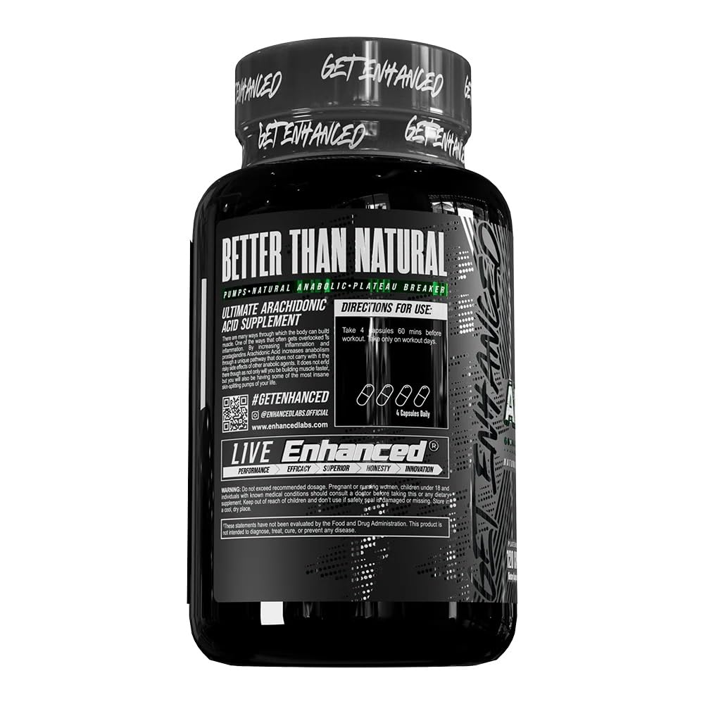 Enhanced Labs - Arachidonic Acid Supplement - Muscle and Strength Supplement for Increased Muscle Mass & Improved Recovery for Men & Women - One Capsule Contains 350mg Arachidonic Acid (120 Capsules) - TrustMedUSA