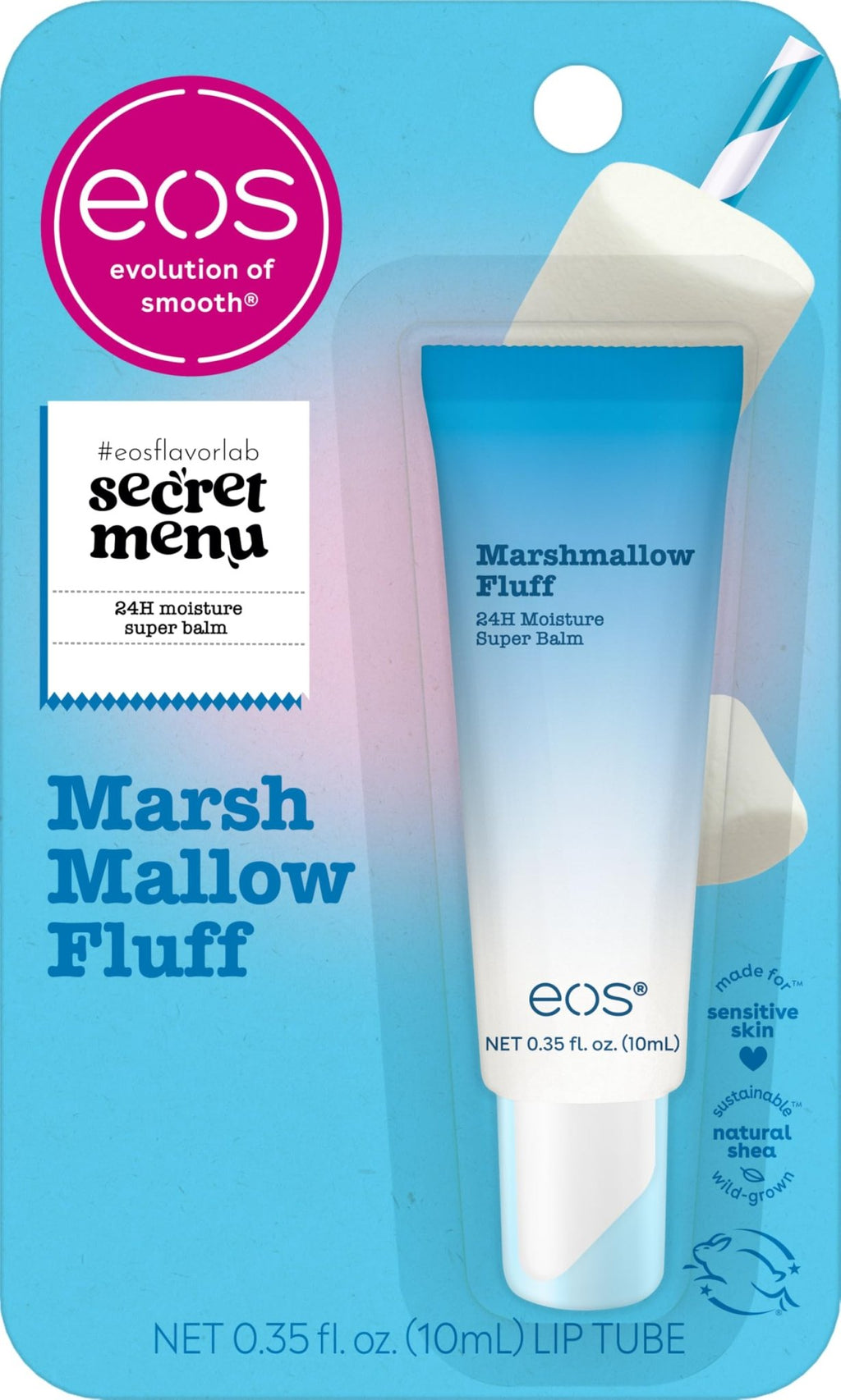 eos 24H Moisture Super Balm - Marshmallow Fluff, Lip mask, Moisturizing, Lip Treatment, Limited-Edition Skincare, 0.35 fl oz - TrustMedUSA