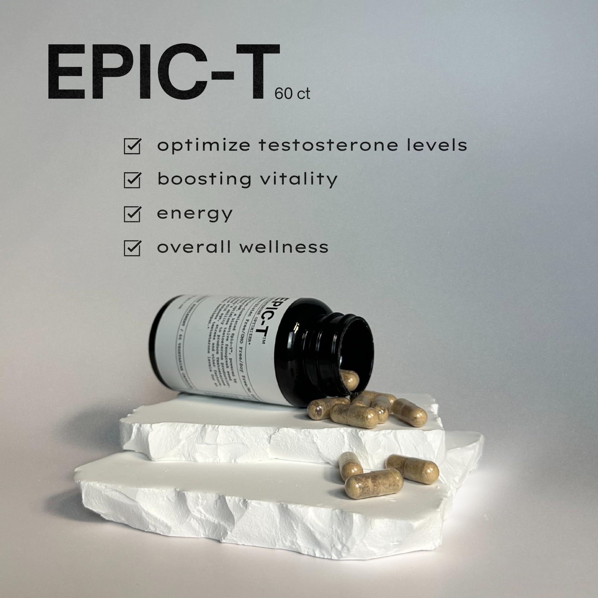 EPIC-T Testosterone Support Supplement for Men | Plant-Based Formula with Testosurge, B-Complex, B12, Zinc & Boron | Vegan, Non-GMO Daily Support - TrustMedUSA