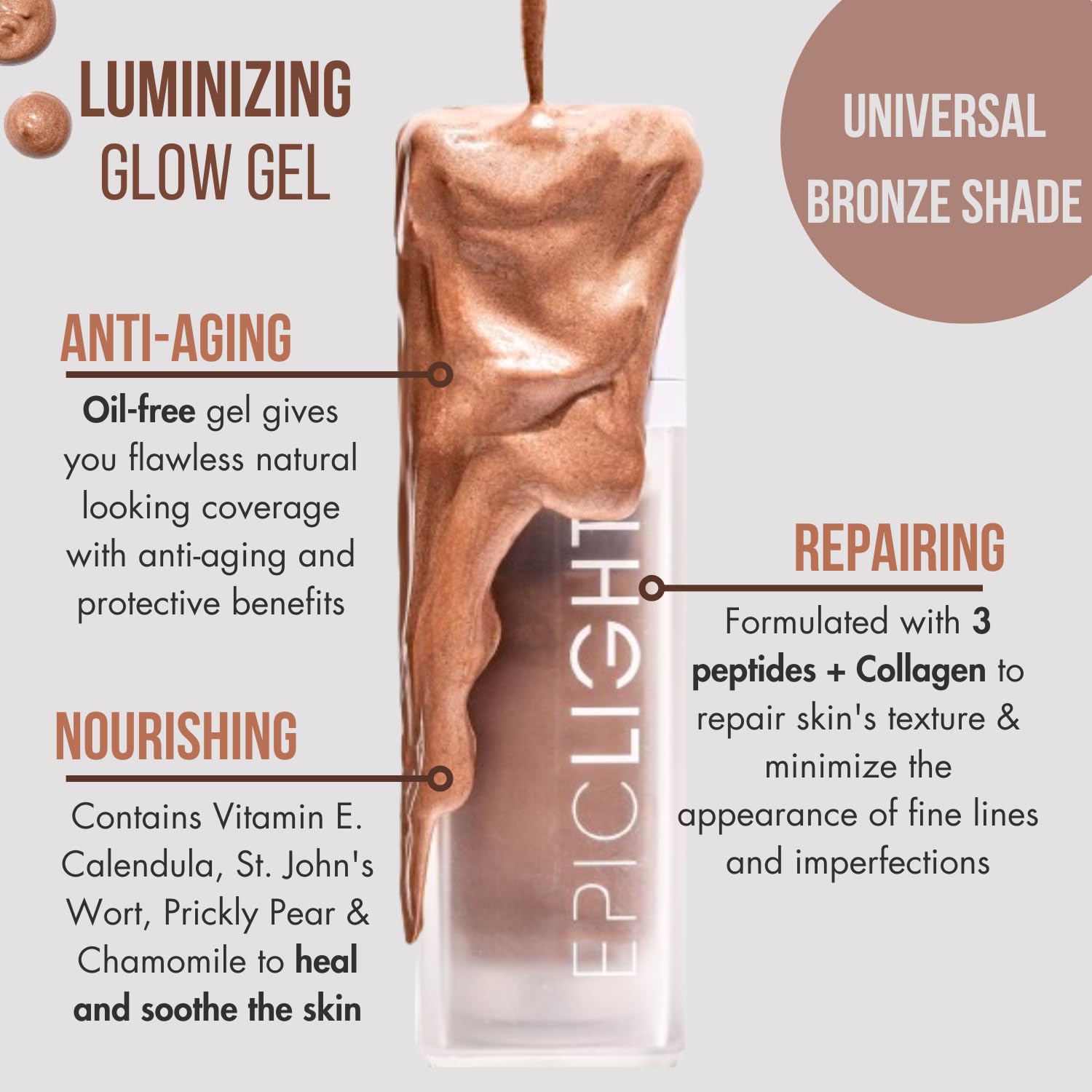 Epiclight Luminizing Glow Gel - All-in-one Beauty Balm - Luminizer for Glowing Skin - Paraben & Sulfate-free, Non-Toxic Makeup - For all Skin Tones - Maple Wellness Supplements