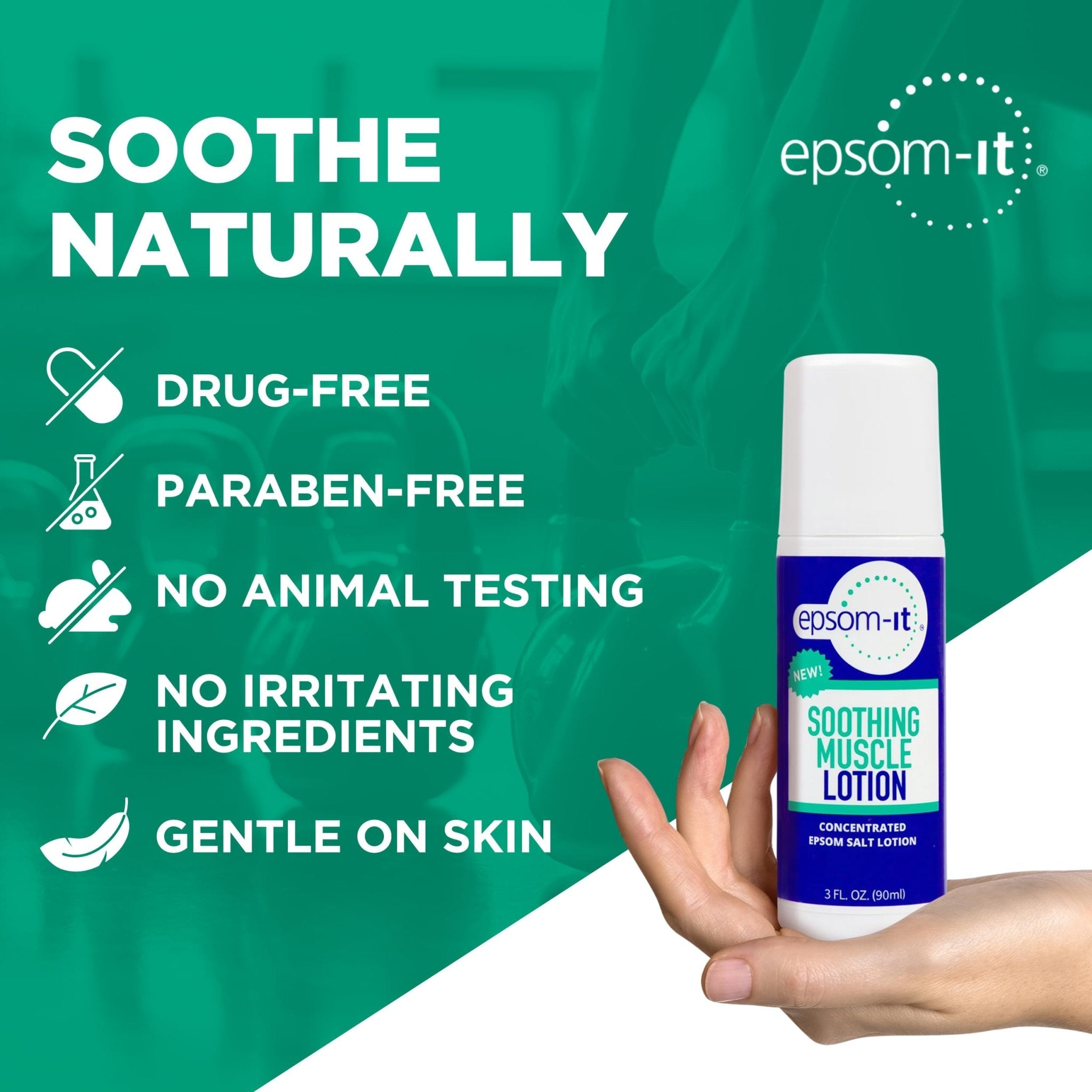 Epsom-It Soothing Muscle Lotion - Roll On Epsom Salt Lotion with Arnica for Muscle Stiffness, Leg, Knees and Feet Discomfort, Topical Magnesium Cream, 3oz - TrustMedUSA