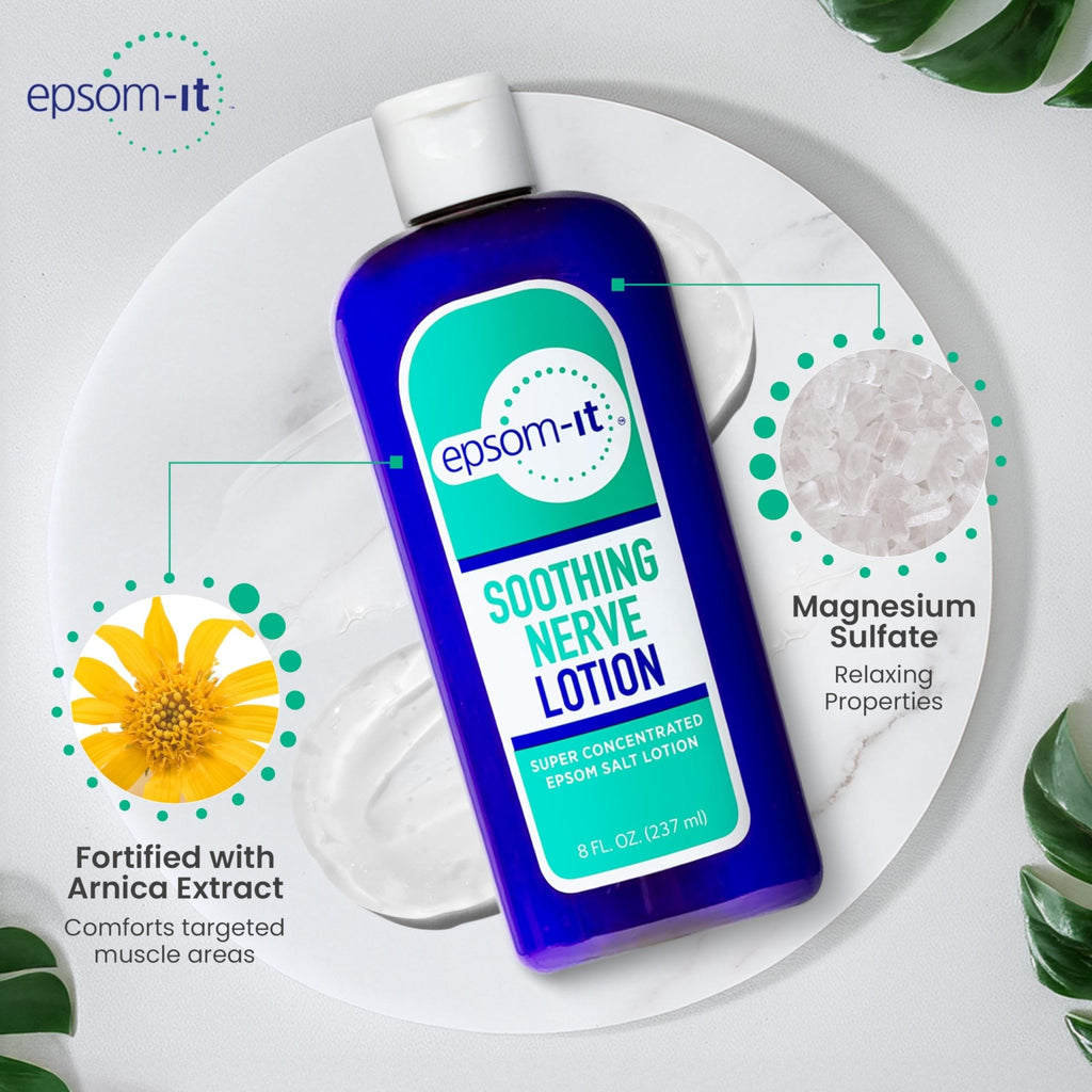 Epsom-It Soothing Nerve Lotion - Epsom Salt Magnesium Lotion, Topical Magnesium Cream with Capsaicin & Arnica to Provide Comfort for Legs, Knee and Feet, 8.0 oz., 2-Pack - TrustMedUSA