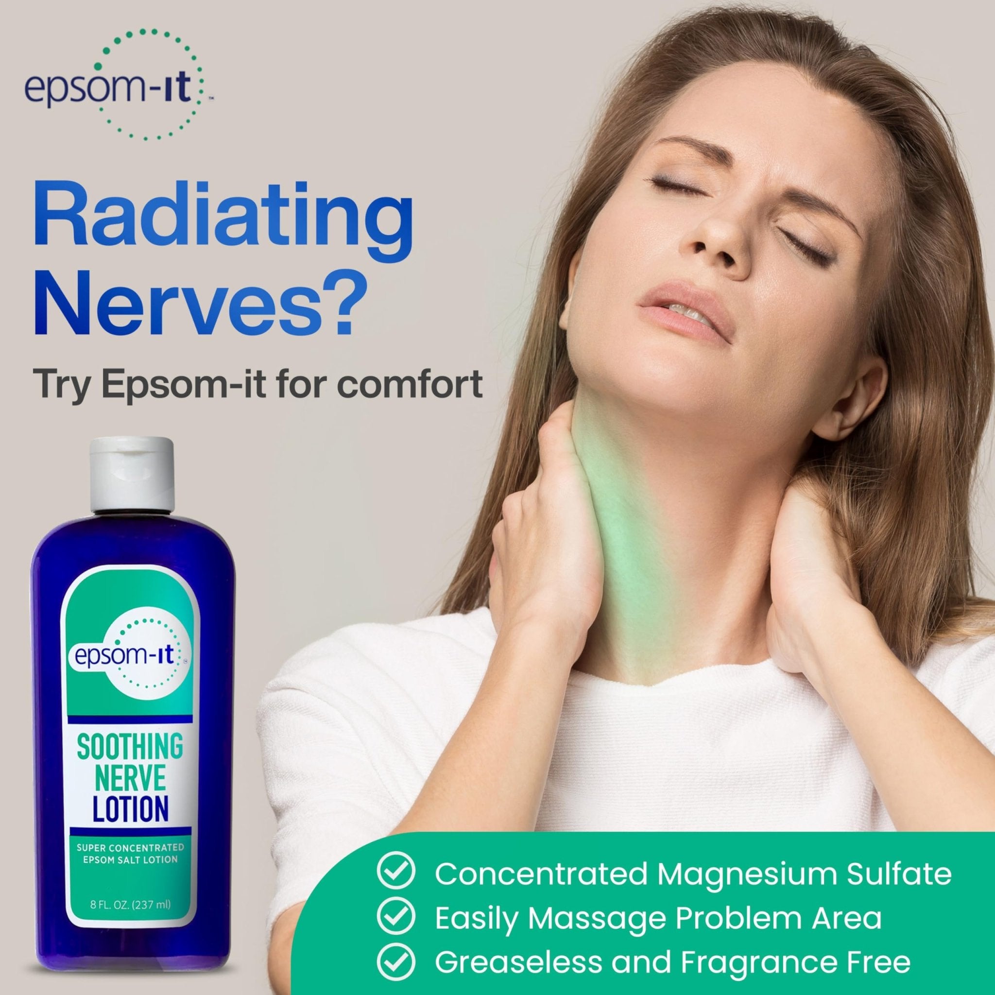 Epsom-It Soothing Nerve Lotion - Epsom Salt Magnesium Lotion, Topical Magnesium Cream with Capsaicin & Arnica to Provide Comfort for Legs, Knee and Feet, 8.0 oz., 2-Pack - TrustMedUSA