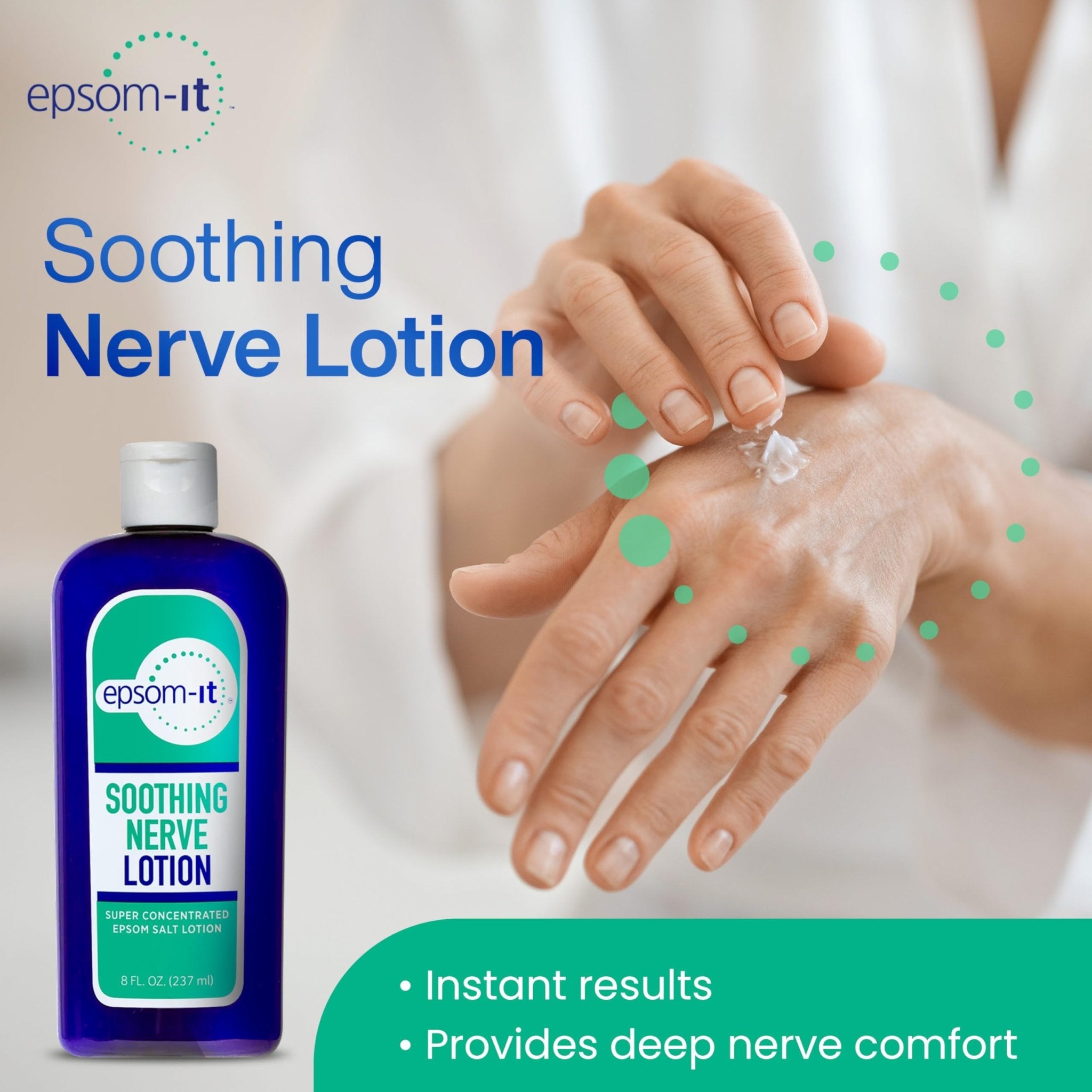 Epsom-It Soothing Nerve Lotion - Epsom Salt Magnesium Lotion, Topical Magnesium Cream with Capsaicin & Arnica to Provide Comfort for Legs, Knee and Feet, 8.0 oz., 2-Pack - TrustMedUSA