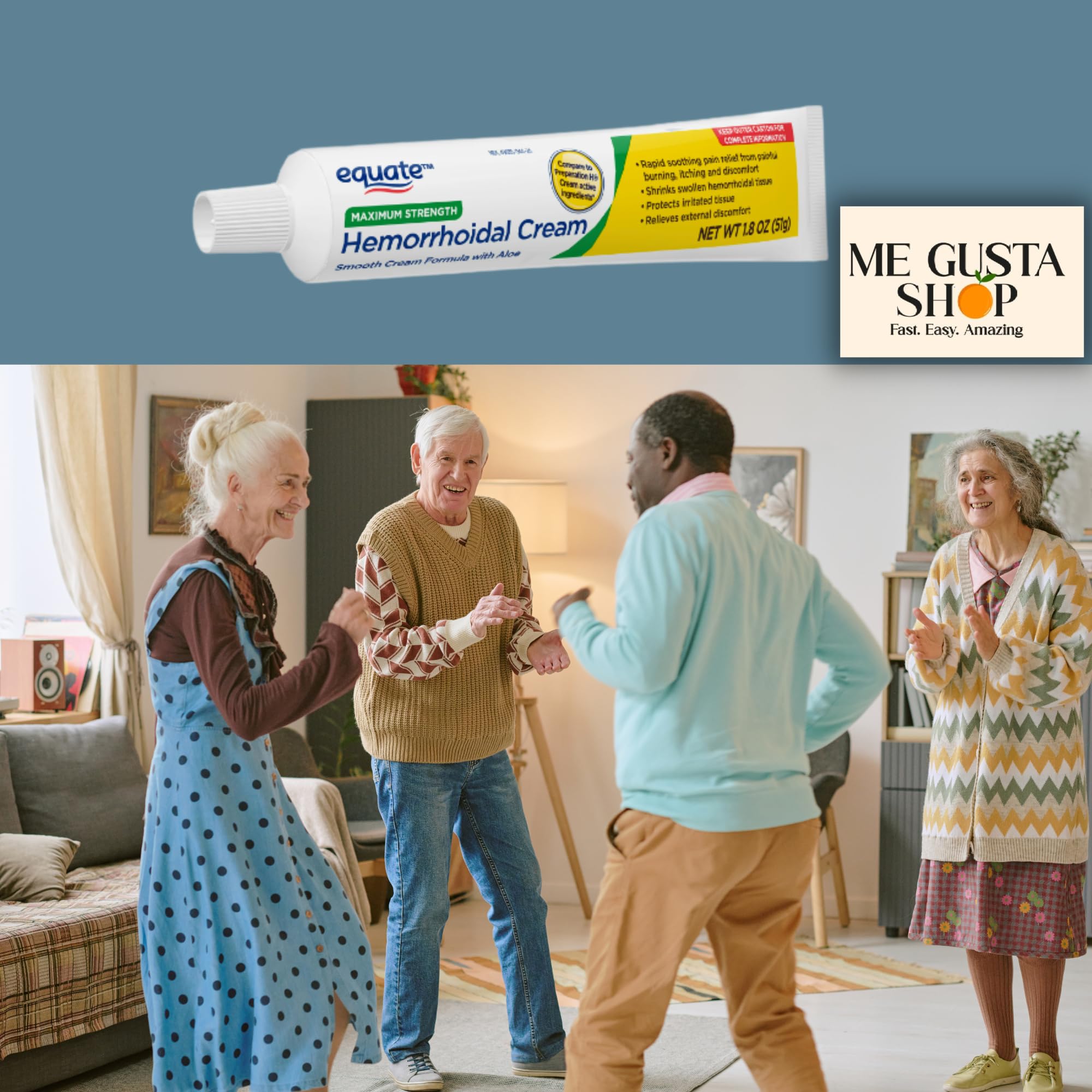 Equate Hemorrhoidal Cream,1.8 Oz (Pack of 02) Total 2 + me Gusta Sticker - TrustMedUSA