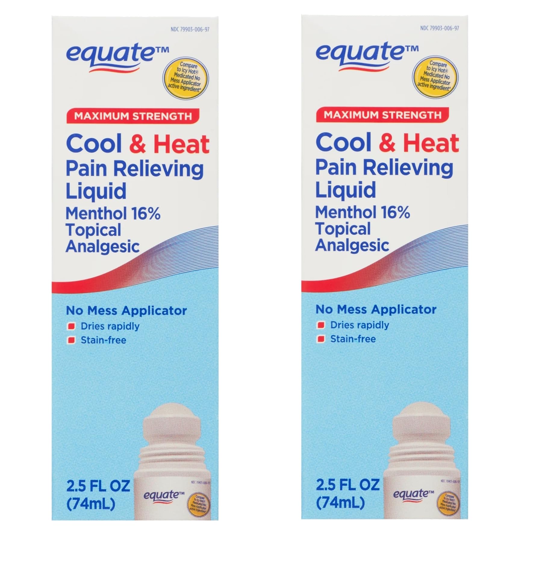 Equate Maximum Strength Cool & Heat, Equate Cool & Heat Pain Relief, Joint Pain Relief, 2.5 fl. oz, Pack of 2 - TrustMedUSA