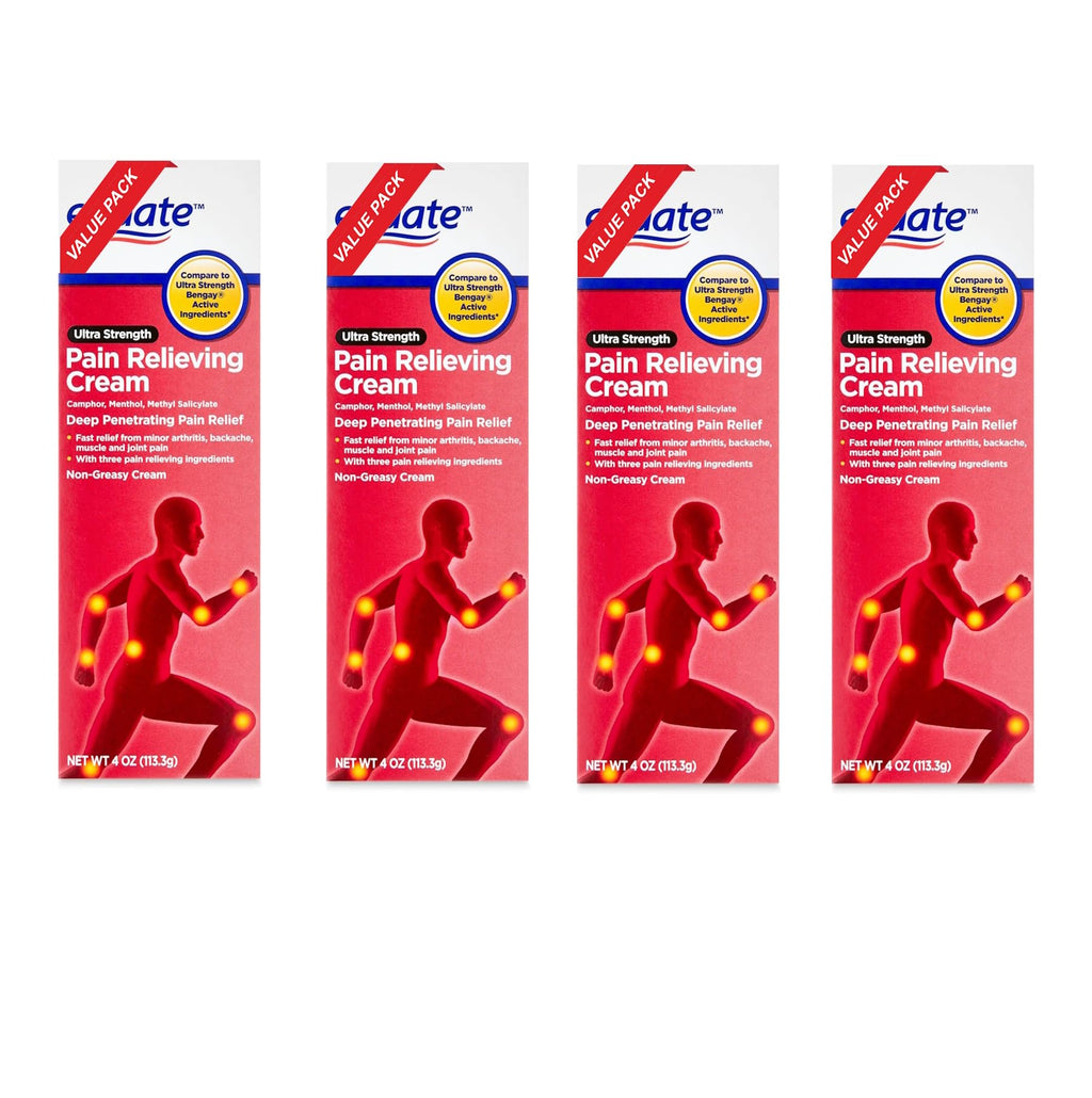 Equate Ultra Strength Pain Relieving Cream, Equate Ultra Strength Pain Relieving Cream Muscle Rub, 4 oz, Pack of 4 - TrustMedUSA