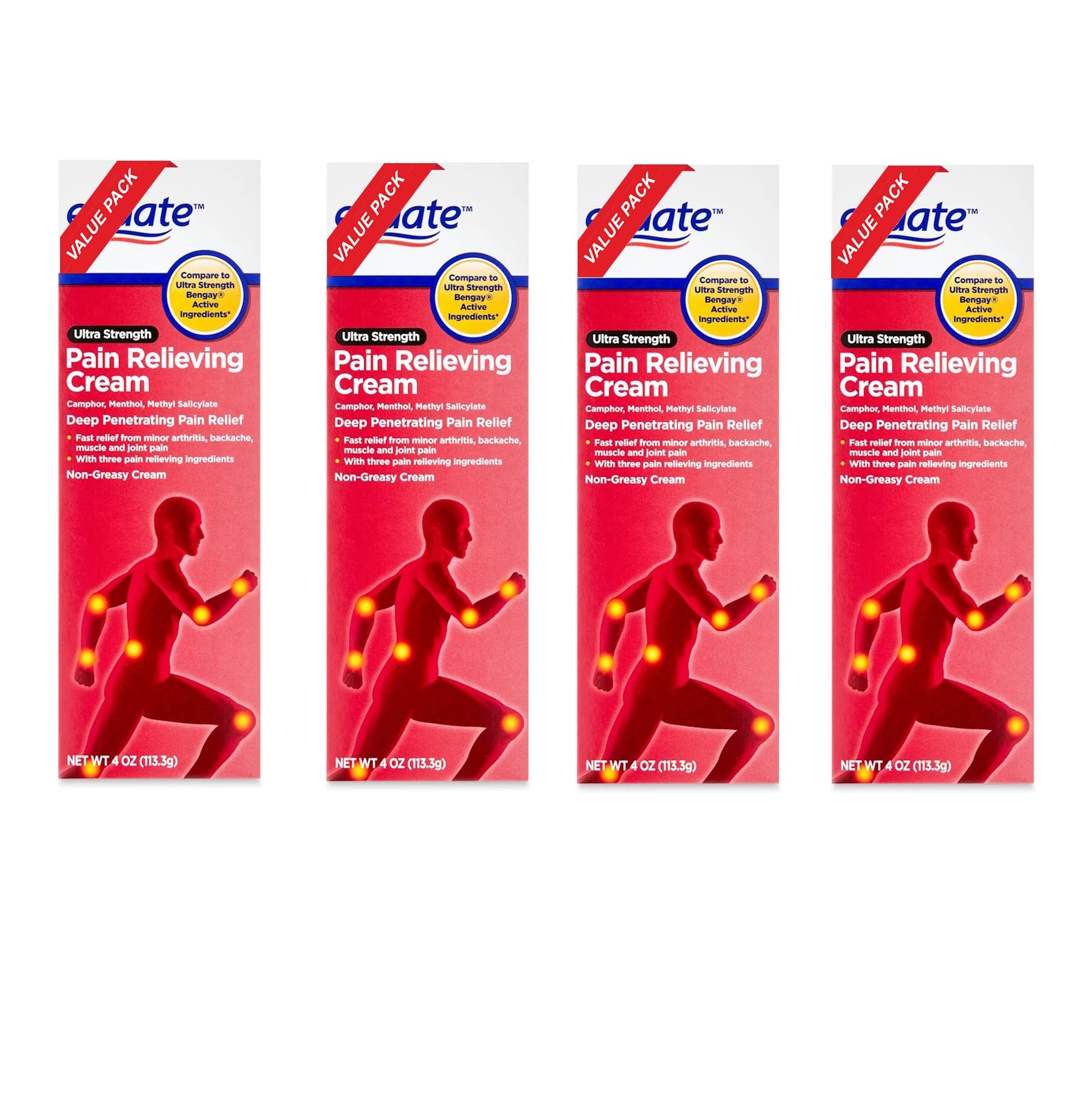 Equate Ultra Strength Pain Relieving Cream, Equate Ultra Strength Pain Relieving Cream Muscle Rub, 4 oz, Pack of 4 - TrustMedUSA