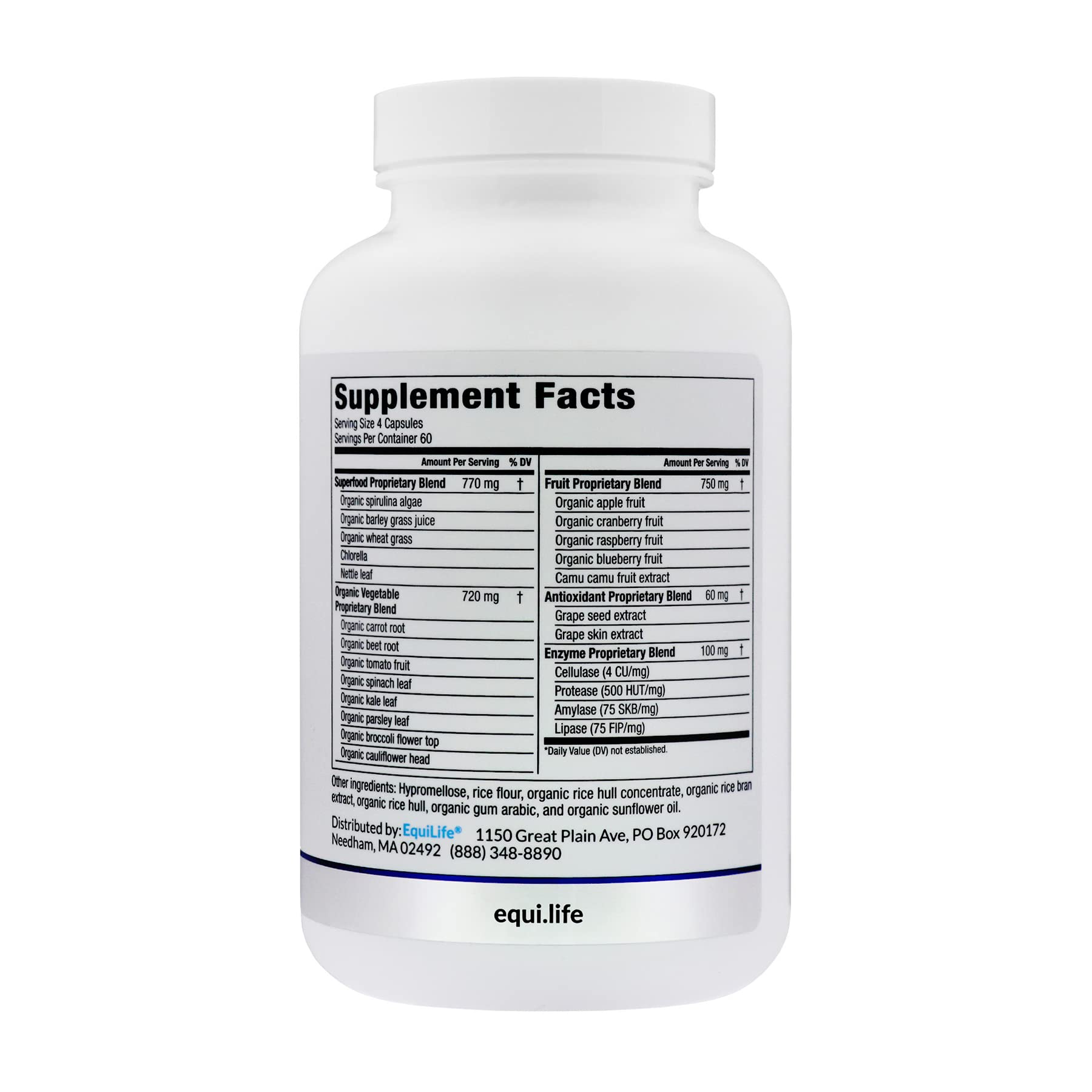 Equilife Daily Fruit & Vegetable Blend, Superfood Antioxidant Supplement Capsules, Nutrient Dense with Vitamin C, Fiber, and 9 Essential Amino Acids, Supports Energy, Vegan 240 Capsules - TrustMedUSA