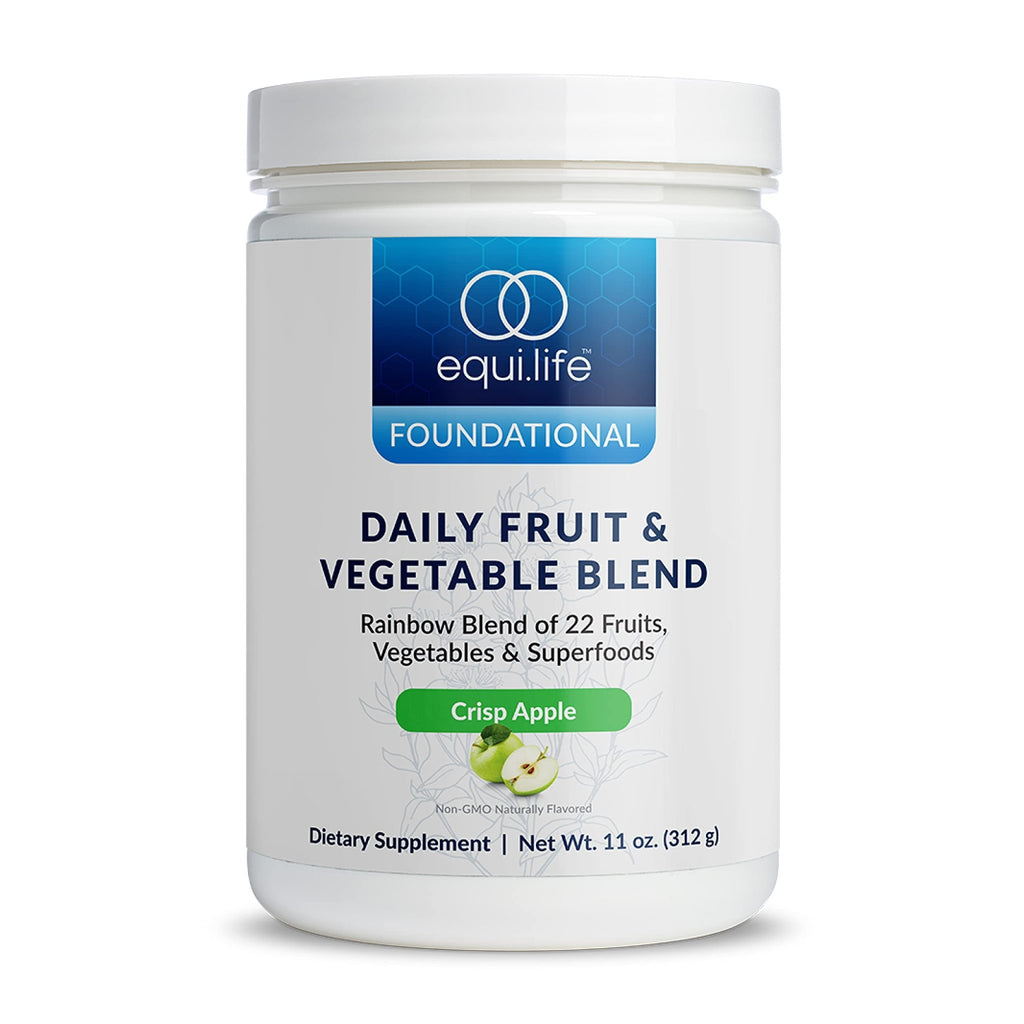 Equilife Daily Fruit & Vegetable Blend, Superfood Antioxidant Supplement, Crisp Apple Flavor with Vitamin C, Fiber, and 9 Essential Amino Acids, Supports Energy, Low Sugar, Vegan, 30 Servings Tub - TrustMedUSA