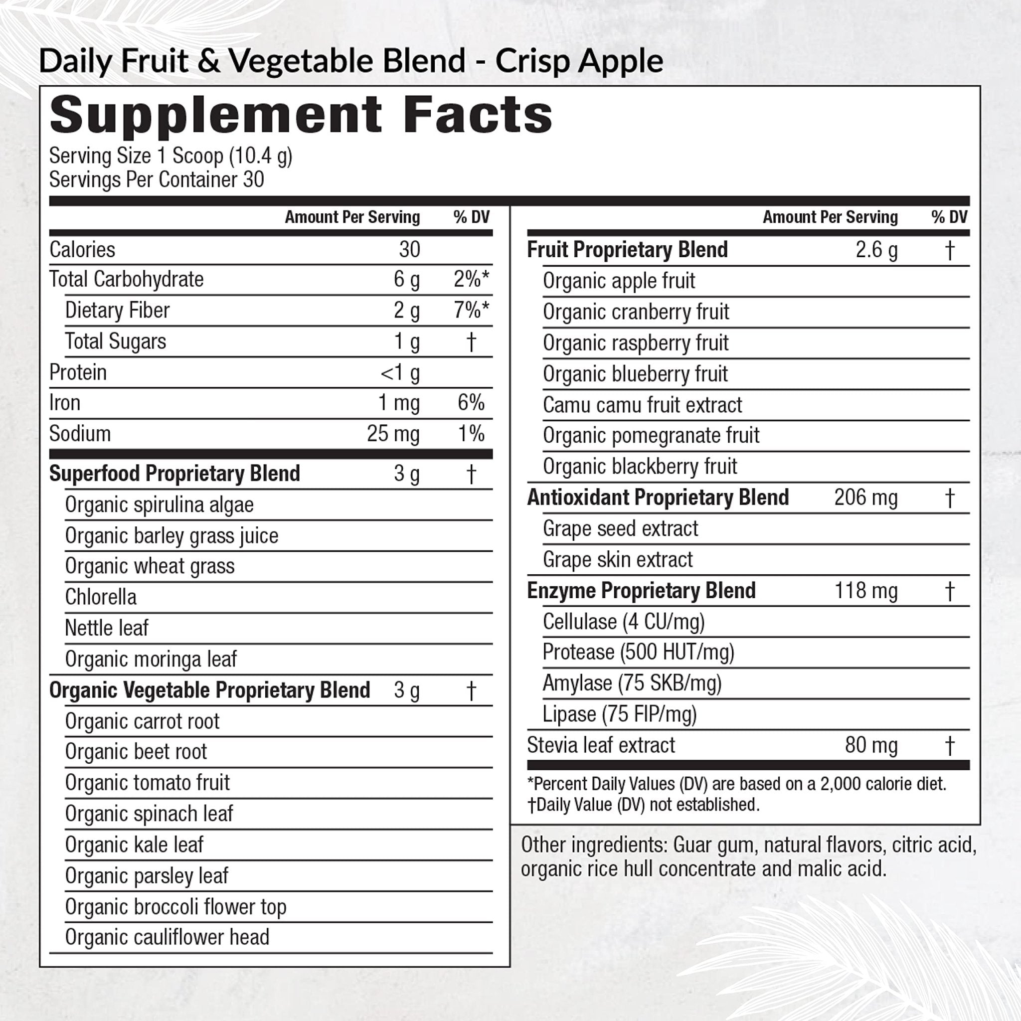 Equilife Daily Fruit & Vegetable Blend, Superfood Antioxidant Supplement, Crisp Apple Flavor with Vitamin C, Fiber, and 9 Essential Amino Acids, Supports Energy, Low Sugar, Vegan, 30 Servings Tub - TrustMedUSA