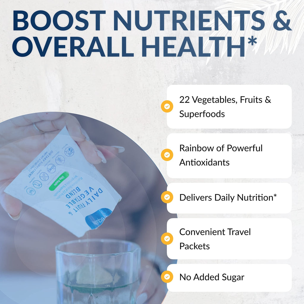 Equilife Daily Fruit & Vegetable Blend, Superfood Antioxidant Supplement, Crisp Apple Flavor with Vitamin C, Fiber, and 9 Essential Amino Acids, Supports Energy, Vegan, 14 Single Serve Packets - TrustMedUSA