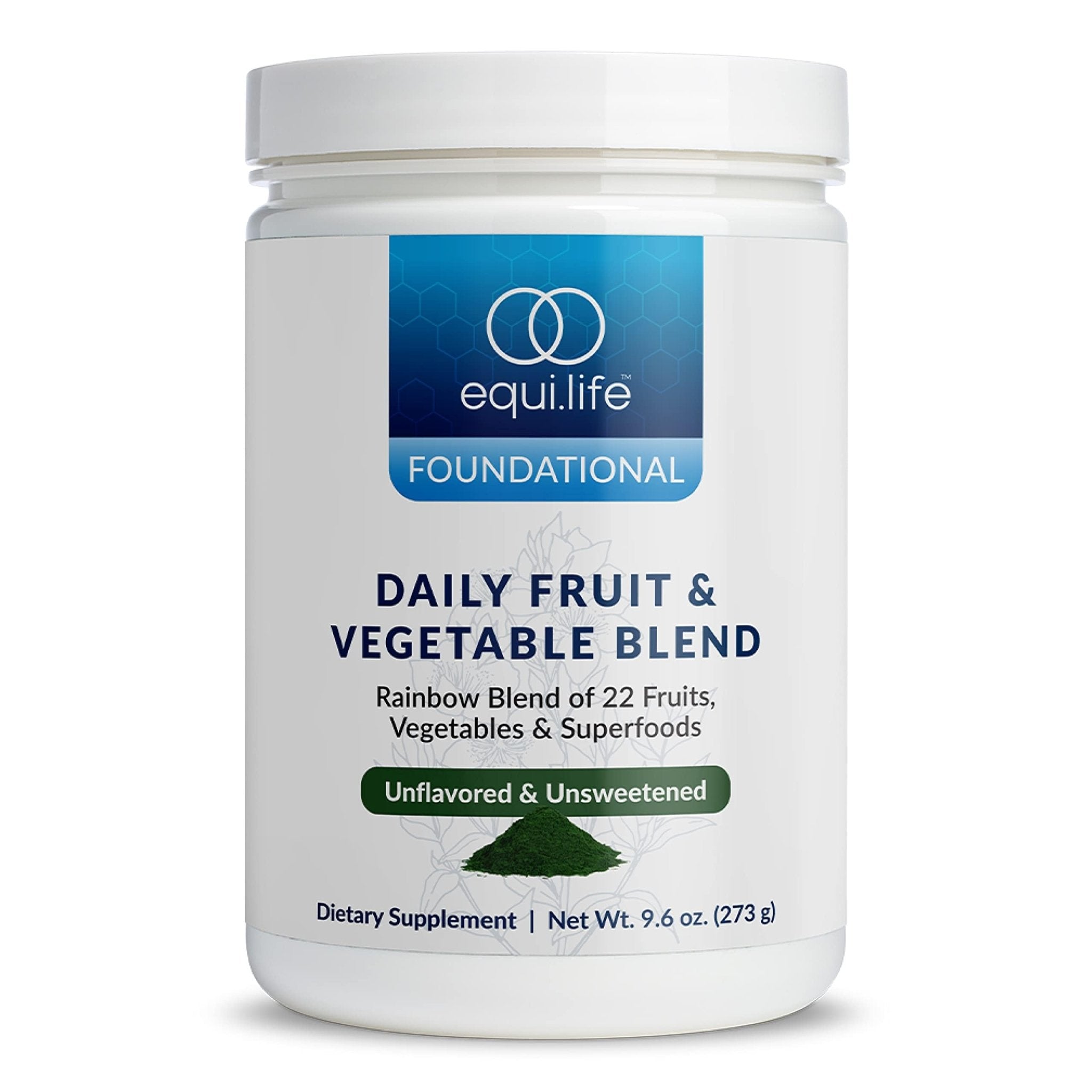 Equilife Daily Fruit & Vegetable Blend, Superfood Antioxidant Supplement with 22 Organic Fruits & Vegetables, Unflavored, Vitamin C, Fiber, 9 Essential Amino Acids, Supports Energy, 30 Servings Tub - TrustMedUSA