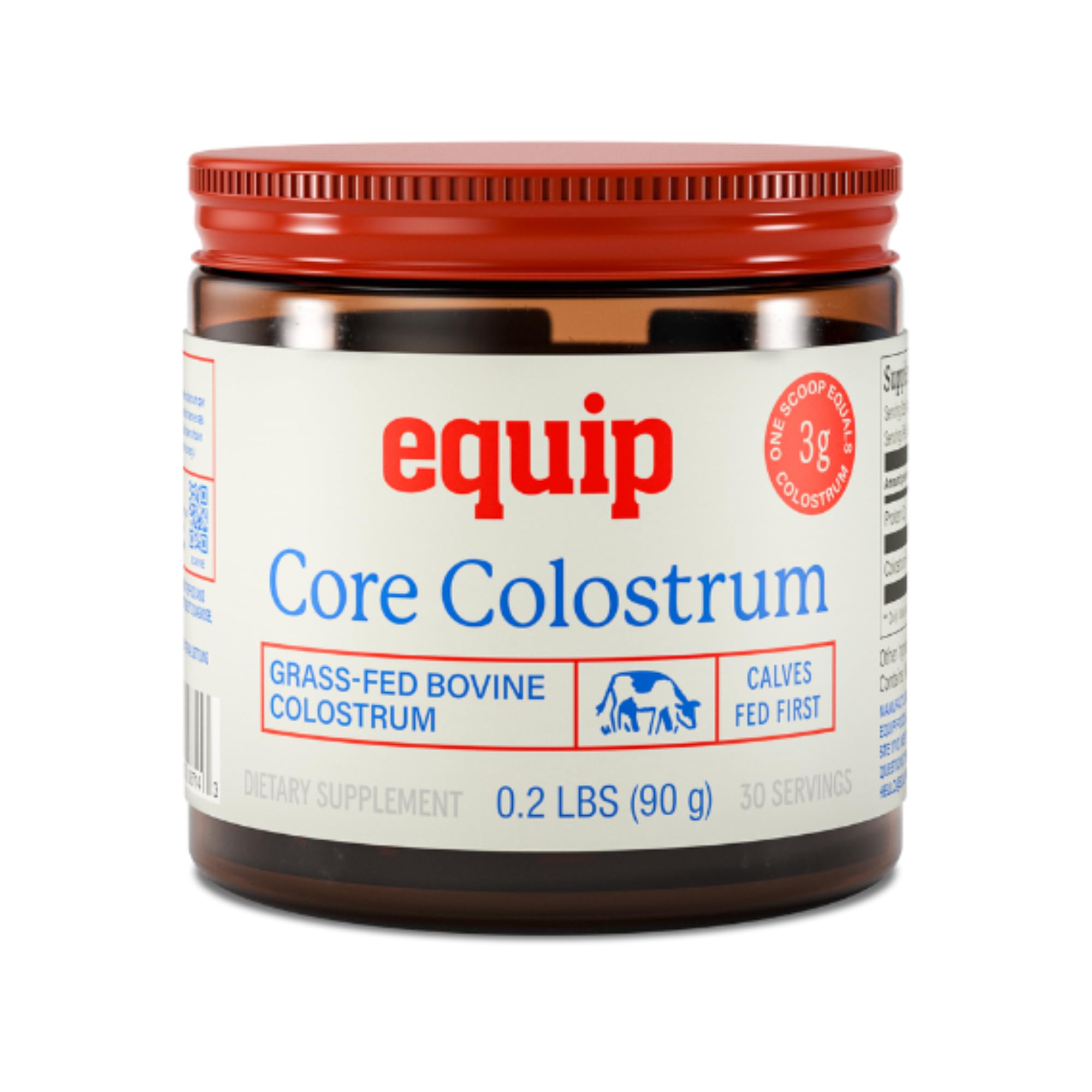 Equip Foods Core Bovine Colostrum Powder - 3,000mg Grass Fed Colostrum Supplement - Gut Health, Immunity, Recovery Lactoferrin Supplements - Keto Friendly Bovine Colostrum, 30 Servings, Unflavored - TrustMedUSA