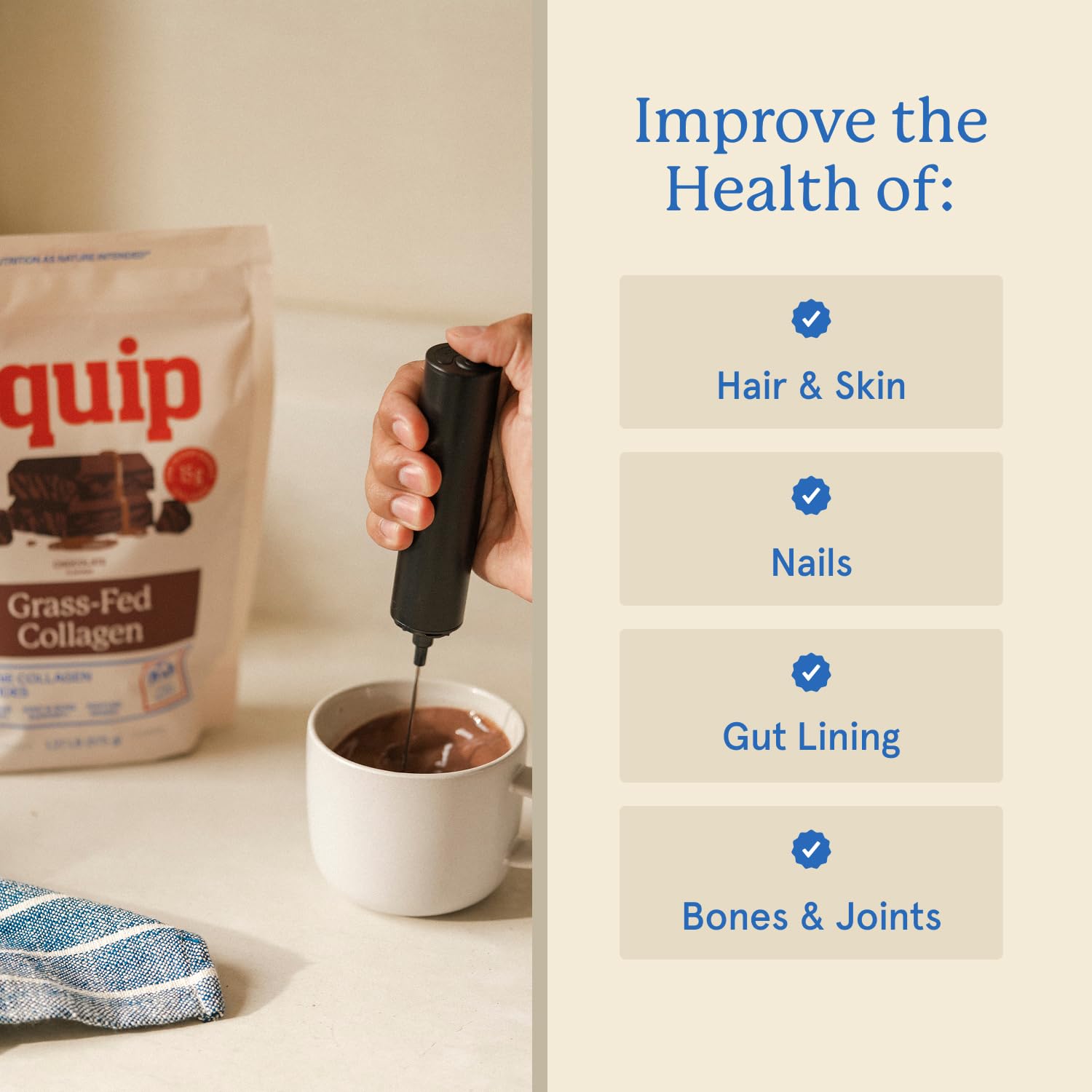 Equip Foods Grass Fed Collagen Powder | Hydrolyzed Bovine Collagen Peptides with Amino Acids | Prime Beef Collagen for Healthy Joints, Skin & Nails | Non-GMO, Paleo Friendly | 30 Servings, Chocolate - Maple Wellness Supplements
