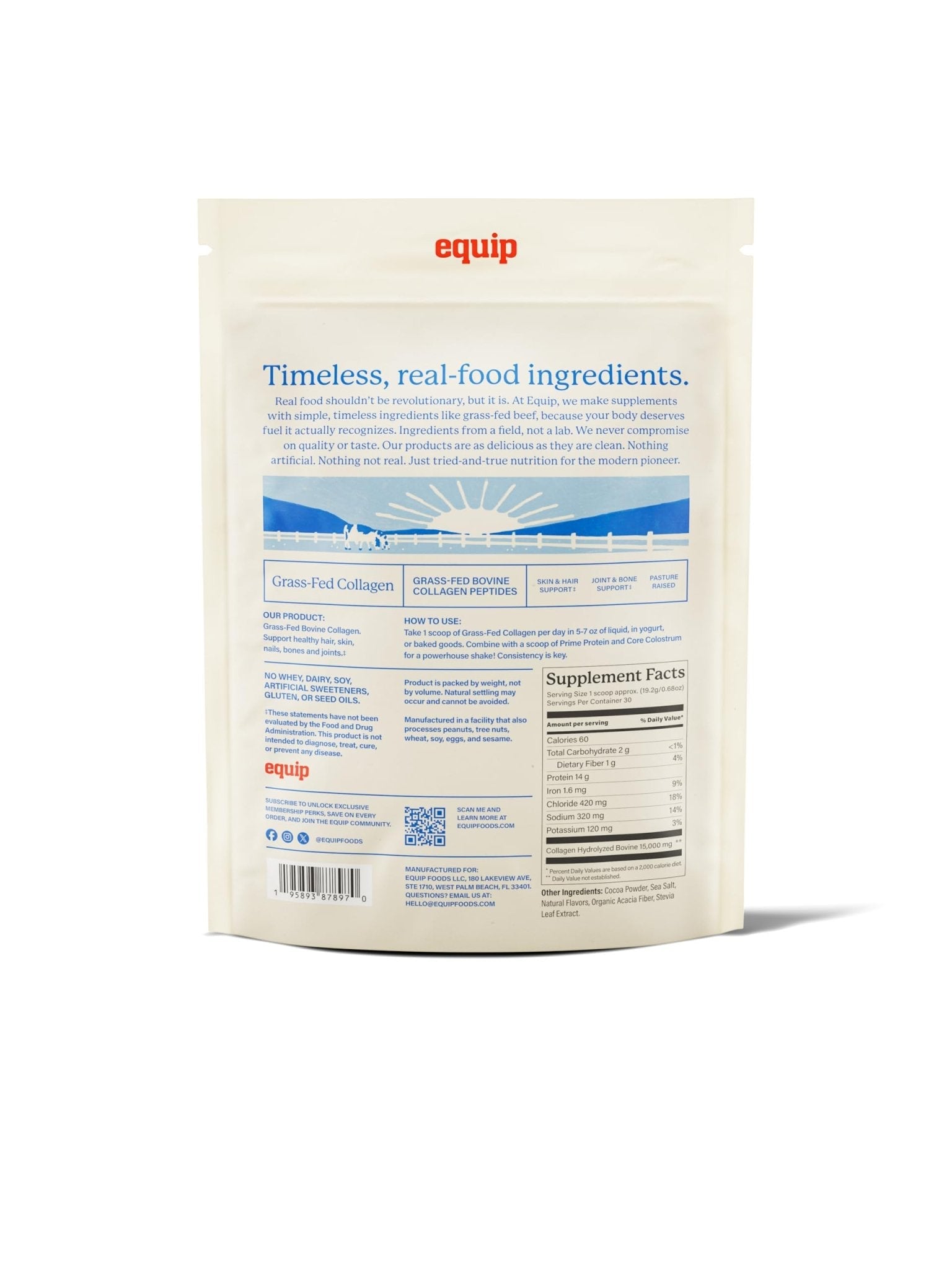 Equip Foods Grass Fed Collagen Powder | Hydrolyzed Bovine Collagen Peptides with Amino Acids | Prime Beef Collagen for Healthy Joints, Skin & Nails | Non-GMO, Paleo Friendly | 30 Servings, Chocolate - Maple Wellness Supplements