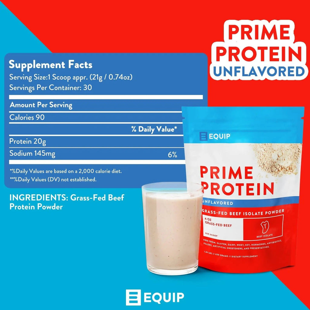 Equip Foods Prime Protein - Grass Fed Beef Protein Powder Isolate - Paleo and Keto Friendl - TrustMedUSA