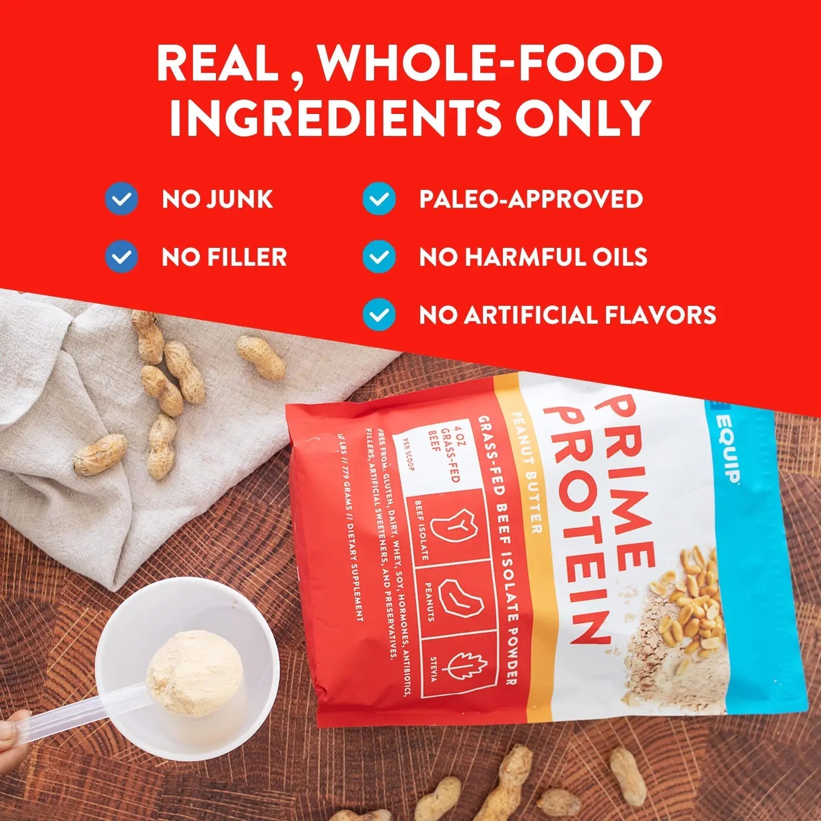 Equip Foods Prime Protein - Grass Fed Beef Protein Powder Isolate - Paleo and Keto Friendly - TrustMedUSA
