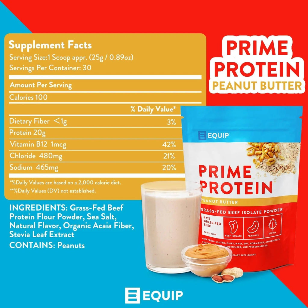 Equip Foods Prime Protein - Grass Fed Beef Protein Powder Isolate - Paleo and Keto Friendly - TrustMedUSA