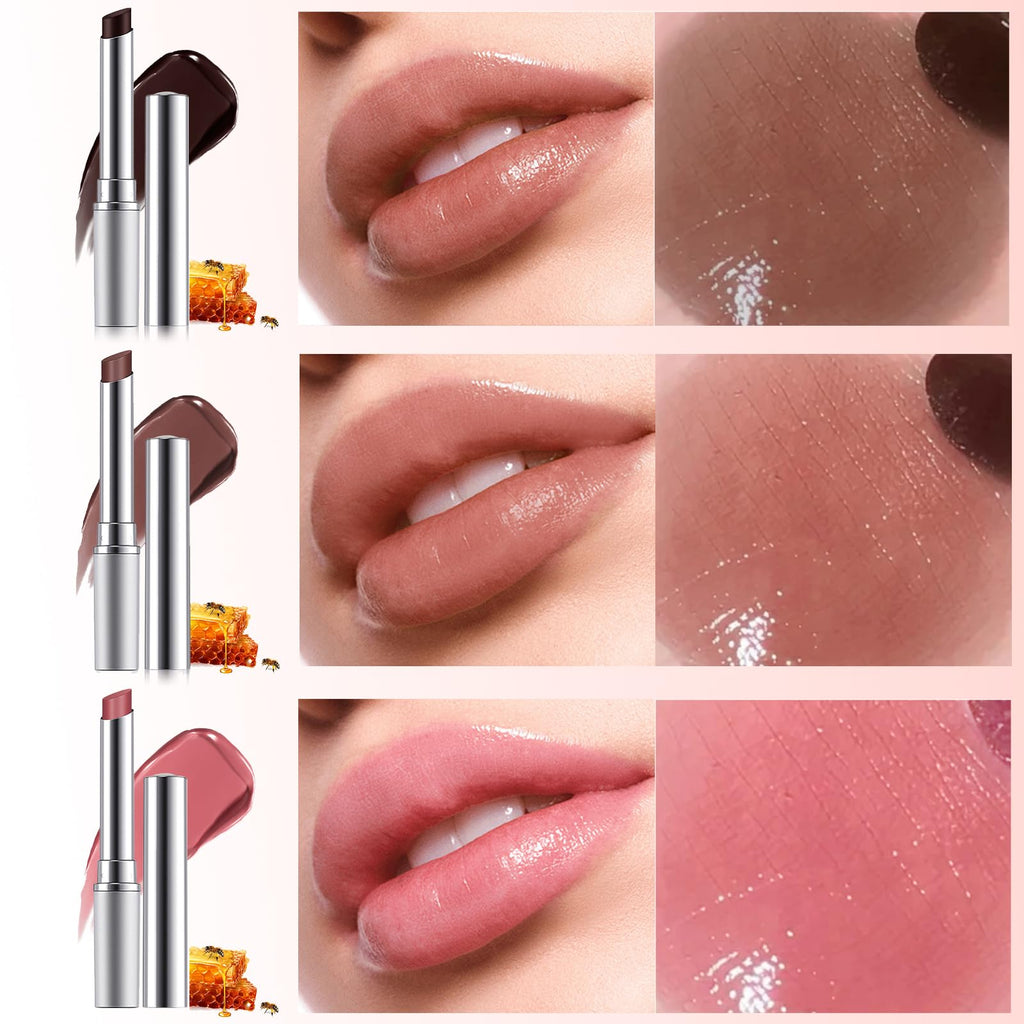 Erinde 2PCS Honey Lipstick Tinted Lip Balm - Hydrating Natural Glossy Lip Balm, Sheer Lightweight Color, Moisturizing Lipstick Makeup Lip Care Balm with a Hint of Natural Black Cherry Tint - TrustMedUSA