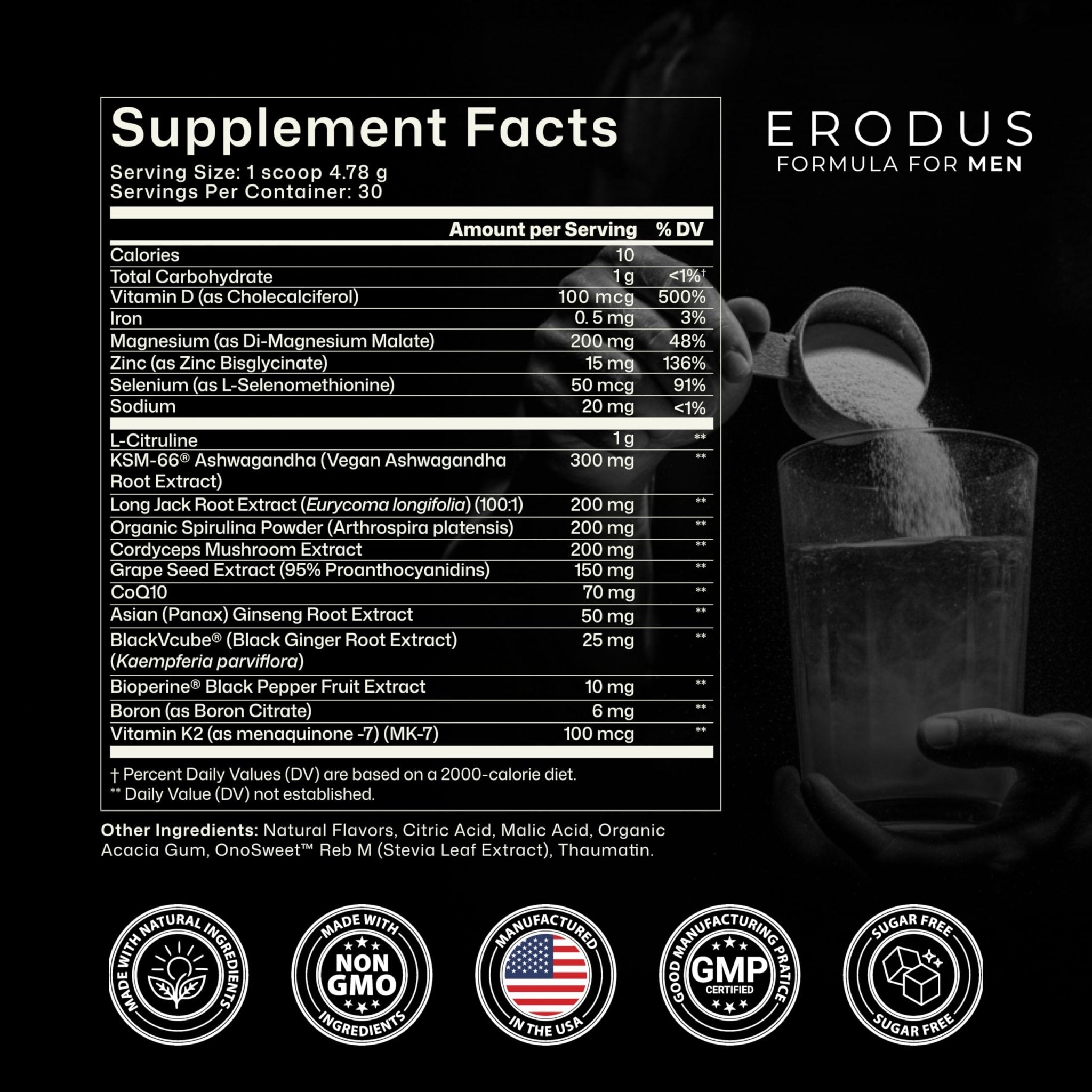 ERODUS Formula for Men - Advanced Testosterone Support Powder - Energy & Gym Supplement for Men - Supports Healthy Testosterone Levels & Physical Performance - with Ashwagandha (30 Day Supply) - TrustMedUSA
