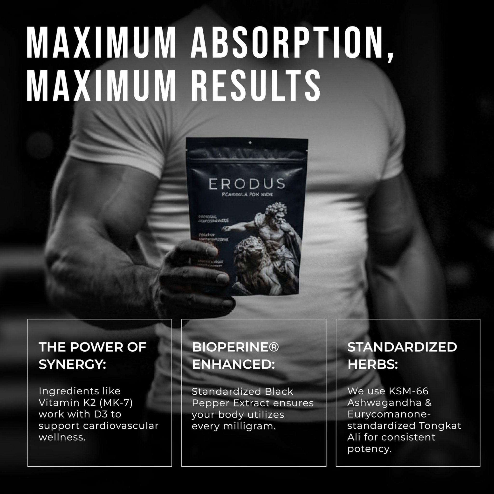 ERODUS Formula for Men - Advanced Testosterone Support Powder - Energy & Gym Supplement for Men - Supports Healthy Testosterone Levels & Physical Performance - with Ashwagandha (30 Day Supply) - TrustMedUSA