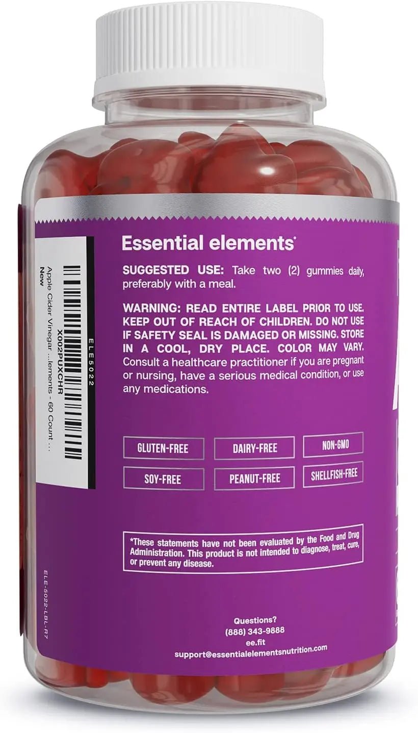Essential Elements Apple Cider Vinegar Gummies from The Mother - Naturally-Sourced - TrustMedUSA