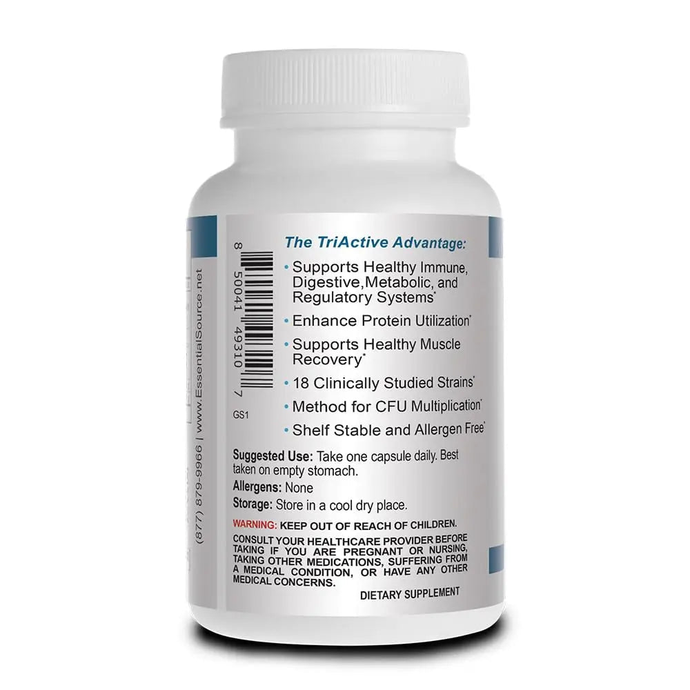 Essential Source TriActive Biotics for Men - Probiotic Capsules, 30 Billion CFU with Prebiotics & Blue Spirulina, Shelf Stable, Allergen Free, Digestive & Immune Support, 30 Count - TrustMedUSA