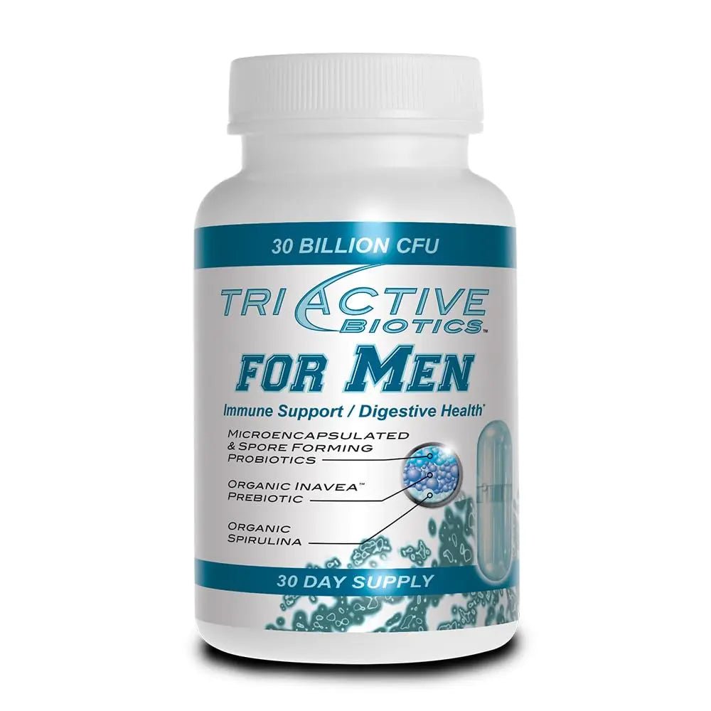 Essential Source TriActive Biotics for Men - Probiotic Capsules, 30 Billion CFU with Prebiotics & Blue Spirulina, Shelf Stable, Allergen Free, Digestive & Immune Support, 30 Count - TrustMedUSA