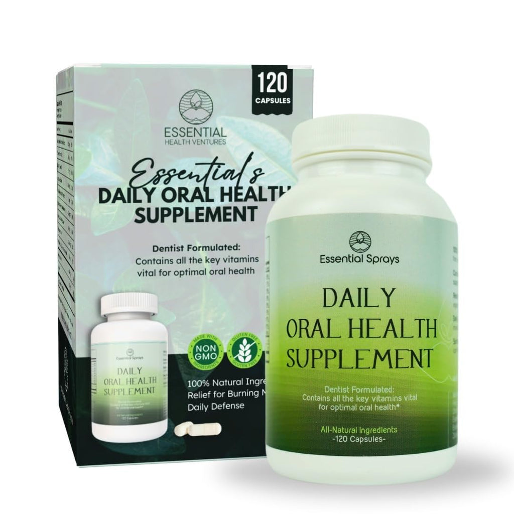Essential Sprays Daily Oral Health Supplement - 30 Servings - Dentist Formulated Advanced Holistic Approach with L-Lysine, Niacin, Thiamin, & Vitamins for Men & Women - TrustMedUSA