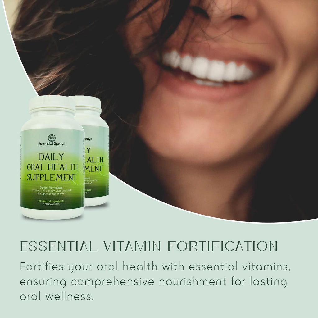 Essential Sprays Daily Oral Health Supplement - 30 Servings - Dentist Formulated Advanced Holistic Approach with L-Lysine, Niacin, Thiamin, & Vitamins for Men & Women - TrustMedUSA