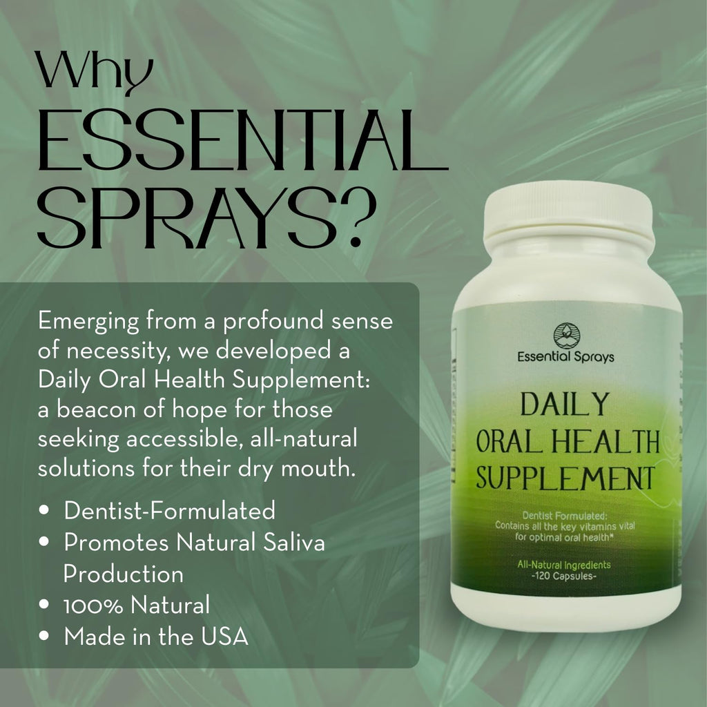 Essential Sprays Daily Oral Health Supplement - 30 Servings - Dentist Formulated Advanced Holistic Approach with L-Lysine, Niacin, Thiamin, & Vitamins for Men & Women - TrustMedUSA