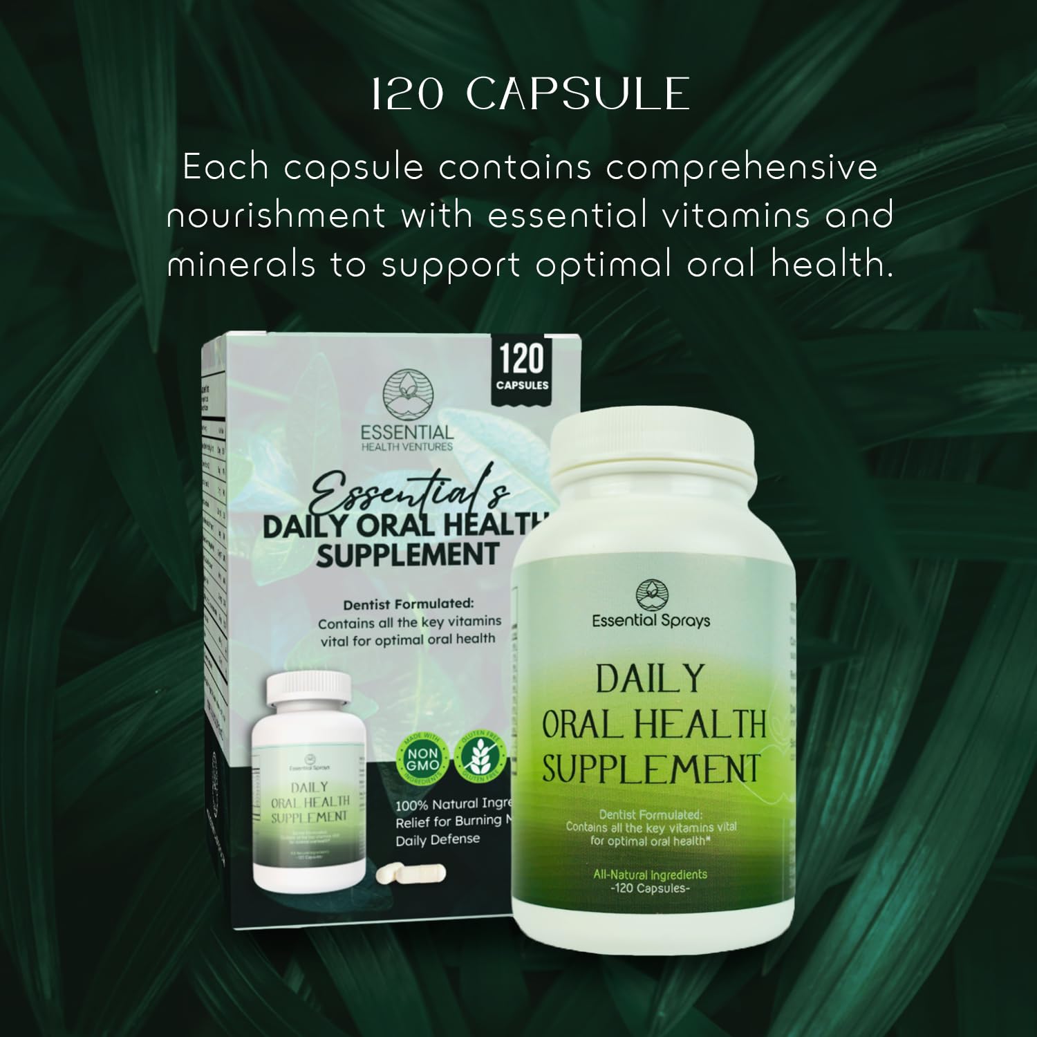 Essential Sprays Daily Oral Health Supplement - 30 Servings - Dentist Formulated Advanced Holistic Approach with L-Lysine, Niacin, Thiamin, & Vitamins for Men & Women - TrustMedUSA