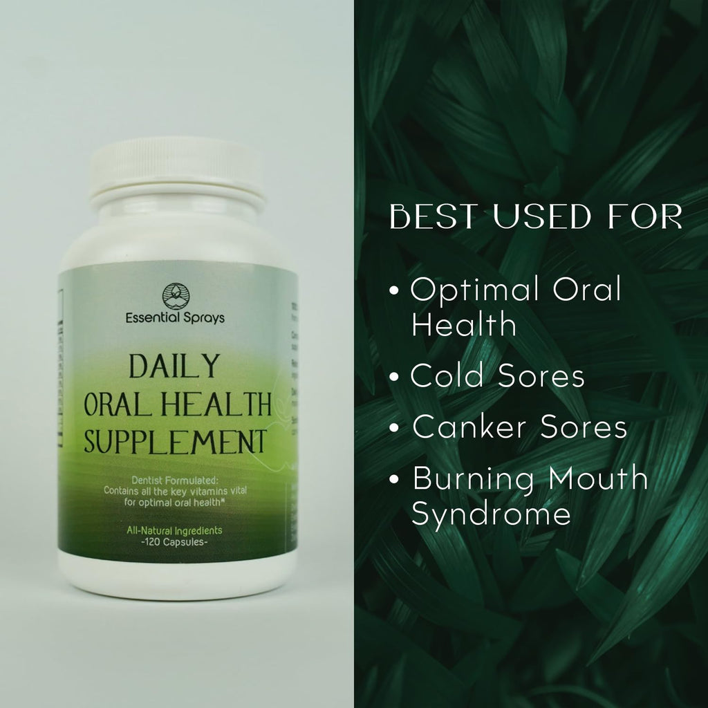 Essential Sprays Daily Oral Health Supplement - 30 Servings - Dentist Formulated Advanced Holistic Approach with L-Lysine, Niacin, Thiamin, & Vitamins for Men & Women - TrustMedUSA