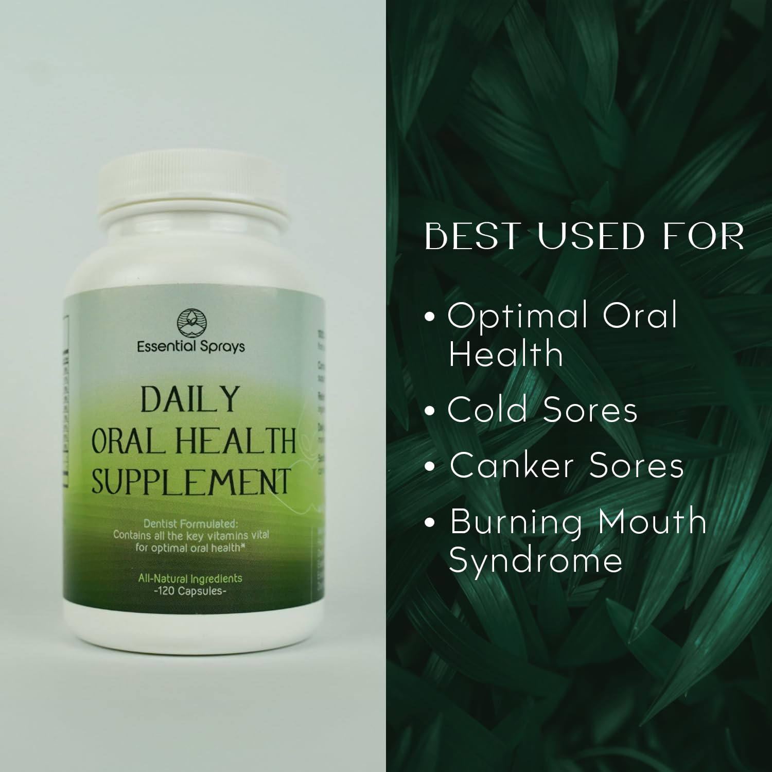 Essential Sprays Daily Oral Health Supplement - 30 Servings - Dentist Formulated Advanced Holistic Approach with L-Lysine, Niacin, Thiamin, & Vitamins for Men & Women - TrustMedUSA