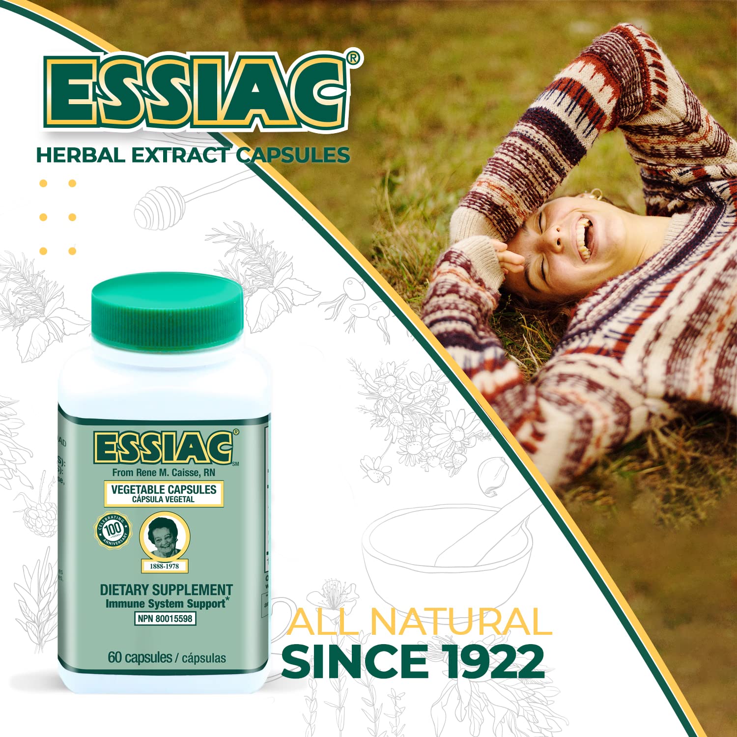 ESSIAC Tea All-Natural Herbal Extract Capsules – 60 Capsules | Powerful Antioxidant Blend to Help Promote Overall Health & Well-Being | Original Formula Since 1922 - TrustMedUSA