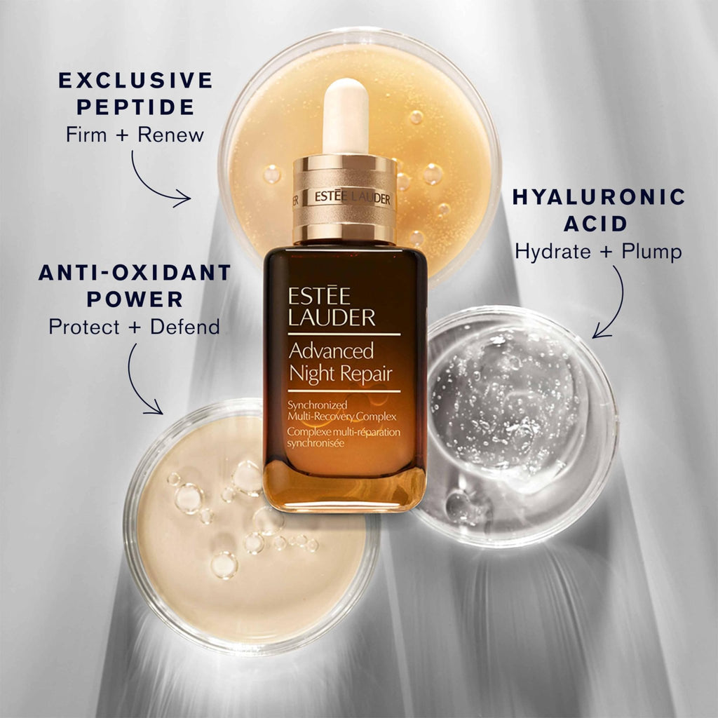Estée Lauder Advanced Night Repair Face Serum Synchronized Multi-Recovery Complex with Hyaluronic Acid & Peptides| Anti Aging & Hydrating, 1 Fl Oz - TrustMedUSA