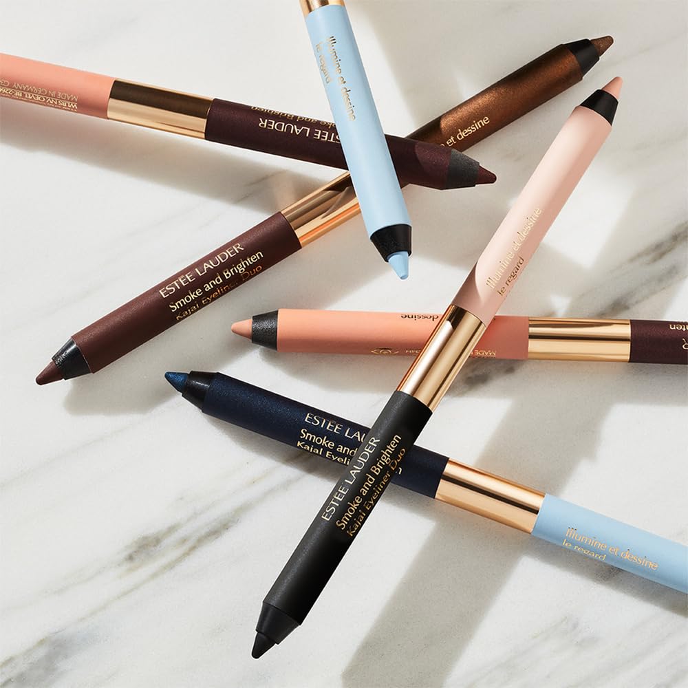 Estée Lauder Smoke and Brighten Long-Lasting Waterproof Kajal Eyeliner Pencil Duo, 0.03 Ounce, Dark Chocoloate/Rich Bronze - TrustMedUSA