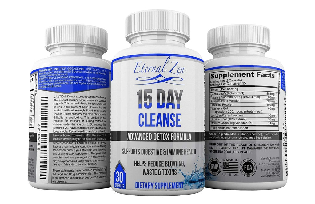Eternal Zen 15 Day Colon Cleanser Detox with Extra Strength Herbs, Senna is a Fast Acting - TrustMedUSA