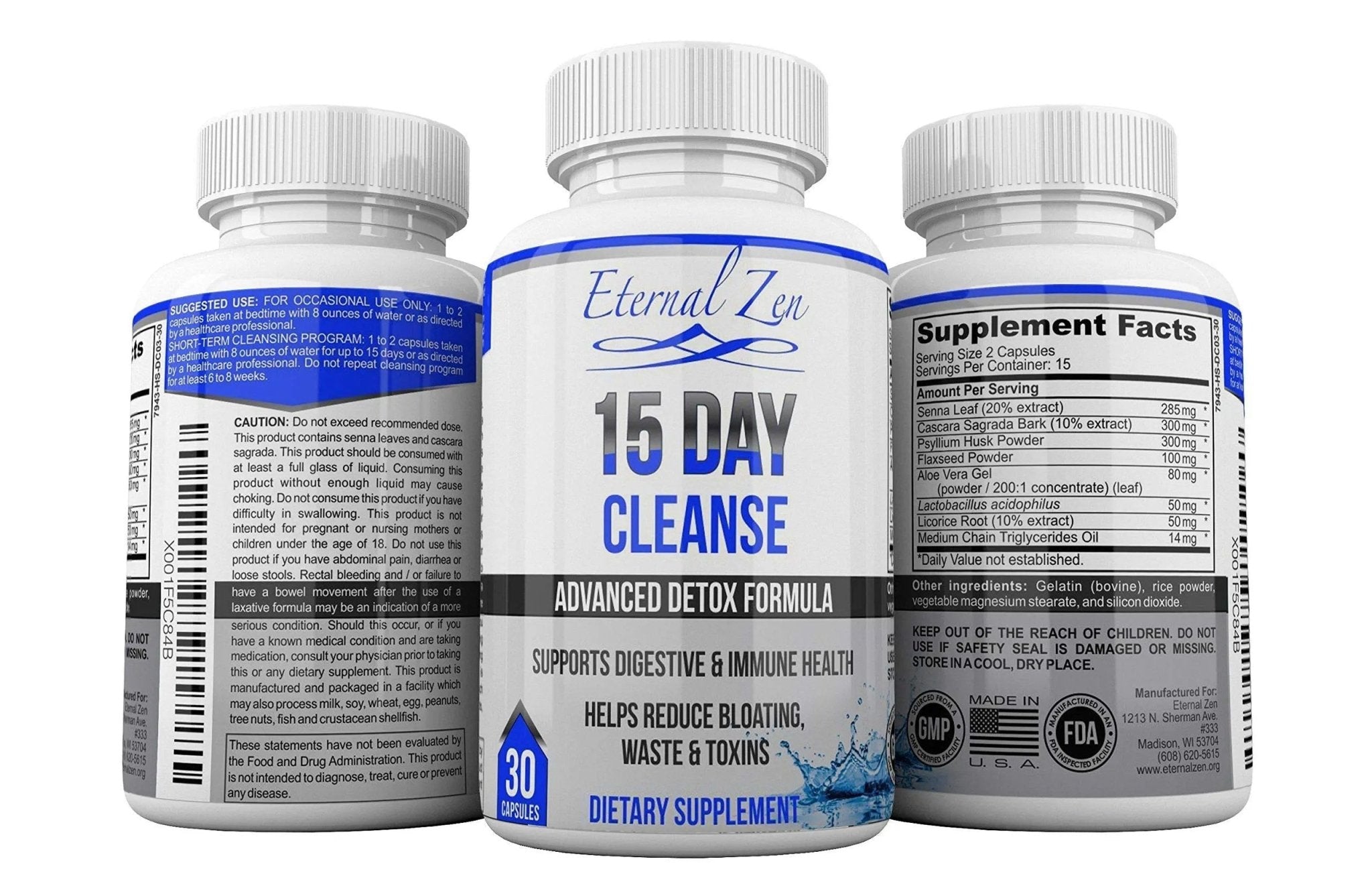 Eternal Zen 15 Day Colon Cleanser Detox with Extra Strength Herbs, Senna is a Fast Acting - TrustMedUSA