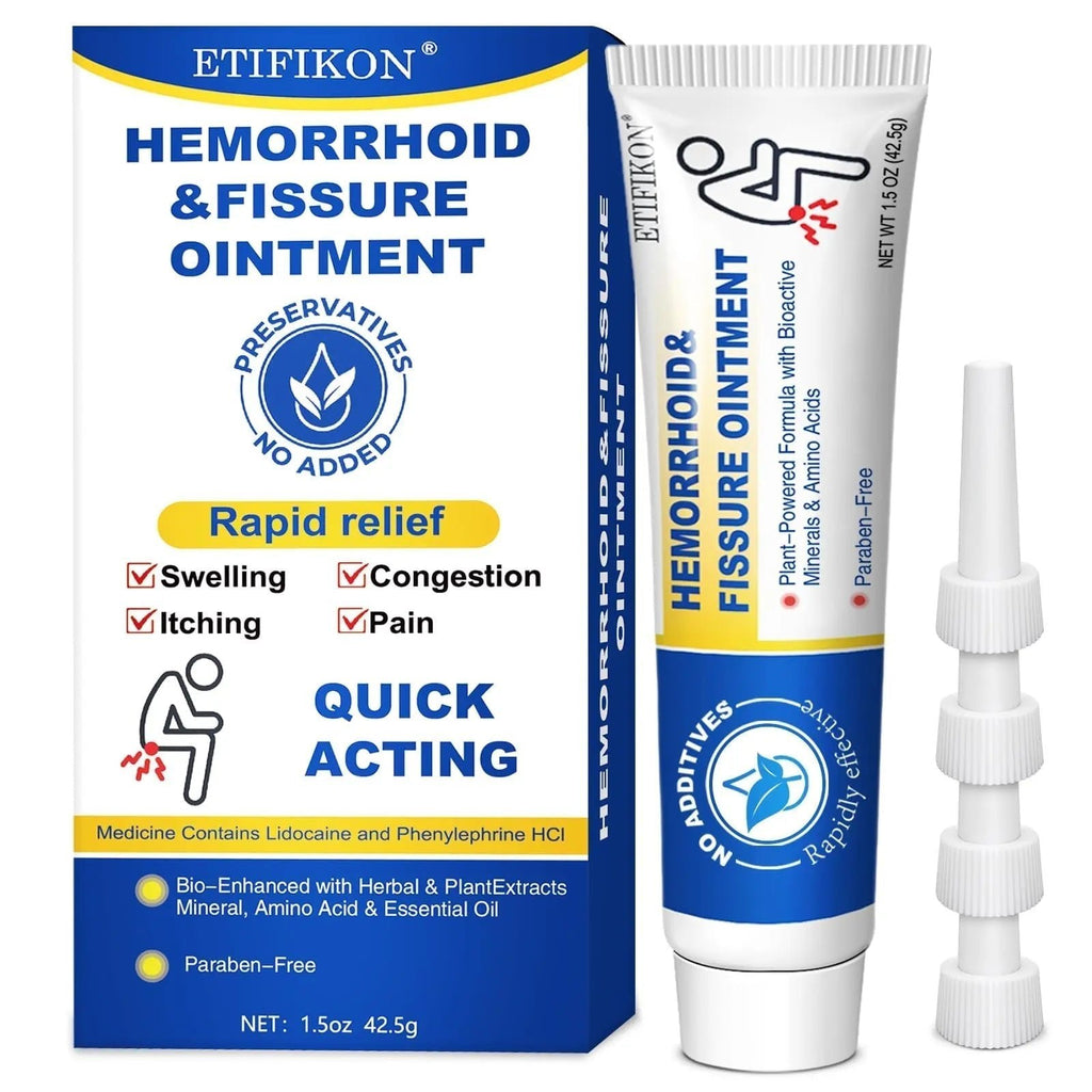 ETIFIKON Hemorrhoid & Fissure Ointment with 4% Lidocaine & Phenylephrine HCI – 42.5g Comforting Care Cream for Internal & External Areas – Helps Soothe Irritation & Support Daily Comfort (1 Pack) - TrustMedUSA