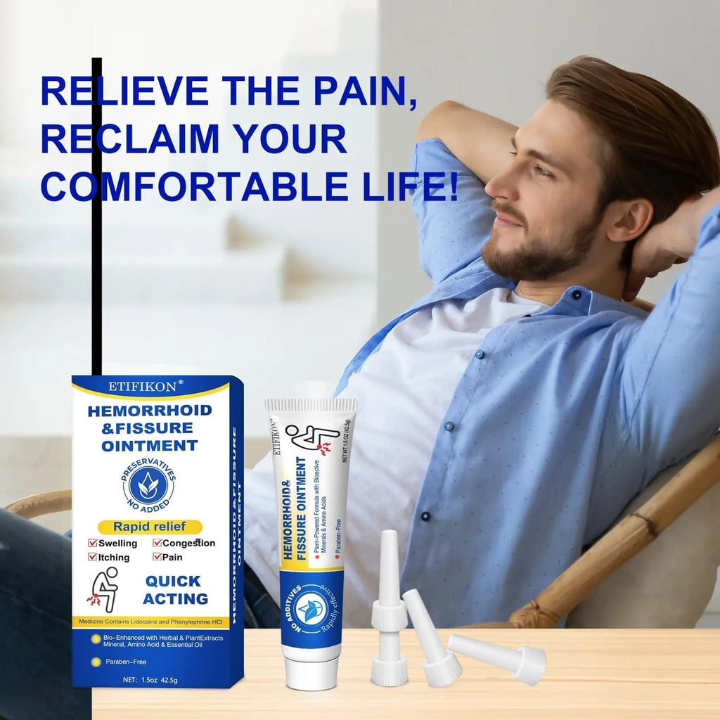 ETIFIKON Hemorrhoid & Fissure Ointment with 4% Lidocaine & Phenylephrine HCI – 42.5g Comforting Care Cream for Internal & External Areas – Helps Soothe Irritation & Support Daily Comfort (1 Pack) - TrustMedUSA
