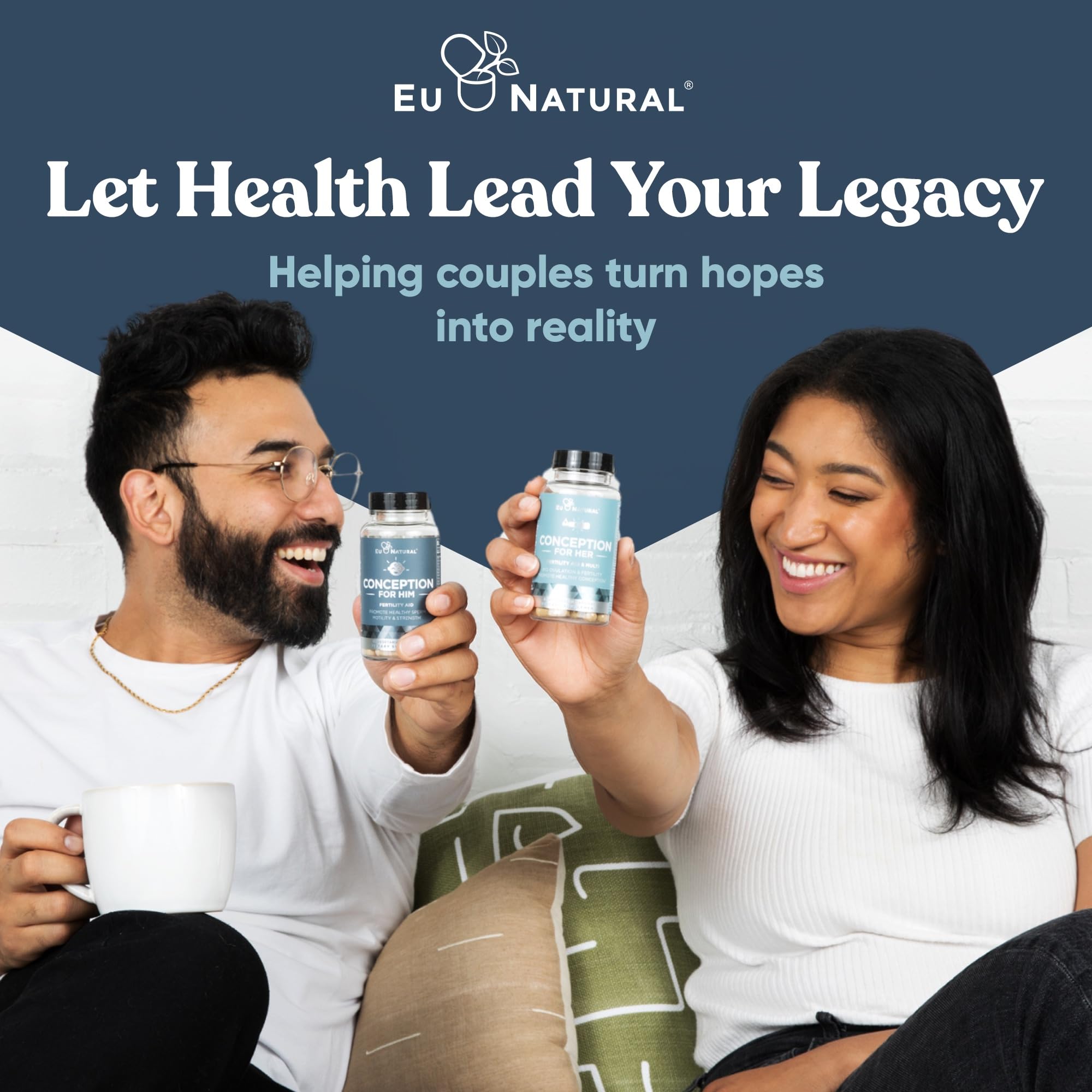 Eu Natural Conception for Him - Male Fertility Supplements with Ashwagandha, Folate & Zinc - Sperm Count, Motility & Strength Support - TrustMedUSA