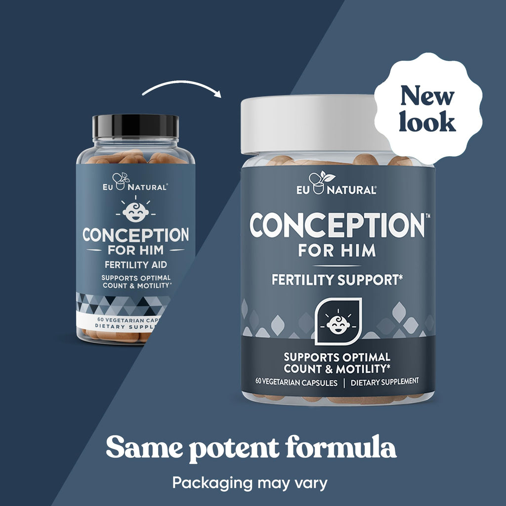 Eu Natural Conception for Him - Male Fertility Supplements with Ashwagandha, Folate & Zinc - Sperm Count, Motility & Strength Support - TrustMedUSA