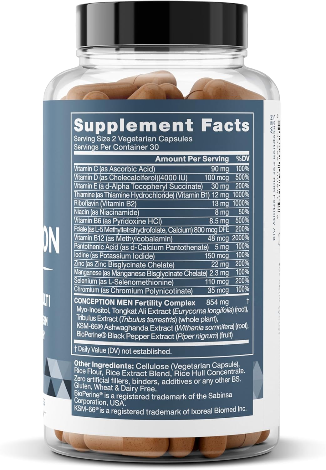 Eu Natural Conception for Him - Male Fertility Supplements with Ashwagandha, Folate & Zinc - Sperm Count, Motility & Strength Support - TrustMedUSA