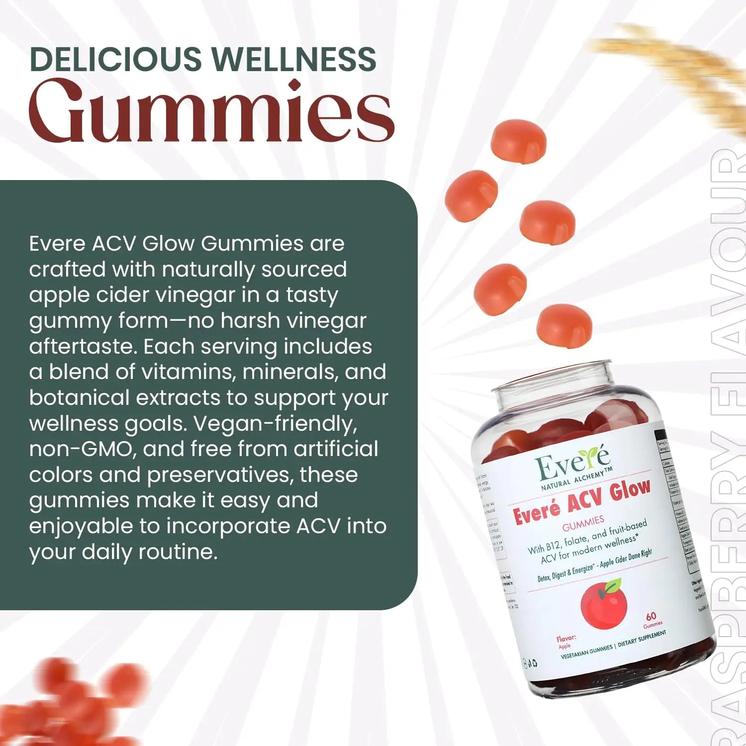 Everé ACV Glow Gummies – Apple Cider Vinegar with B12, B6, Iodine, Folate, Beetroot & Pomegranate – Daily Wellness Support for Energy & Balance - TrustMedUSA