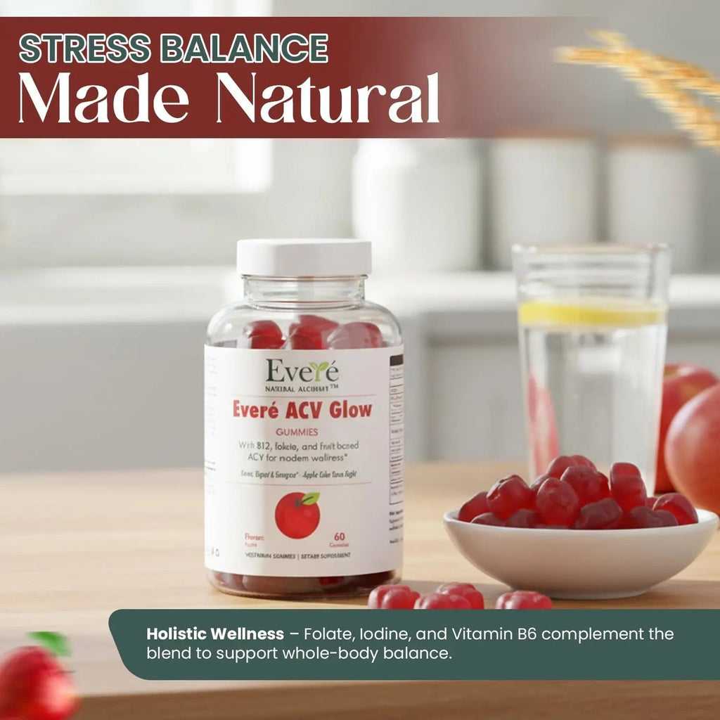 Everé ACV Glow Gummies – Apple Cider Vinegar with B12, B6, Iodine, Folate, Beetroot & Pomegranate – Daily Wellness Support for Energy & Balance - TrustMedUSA