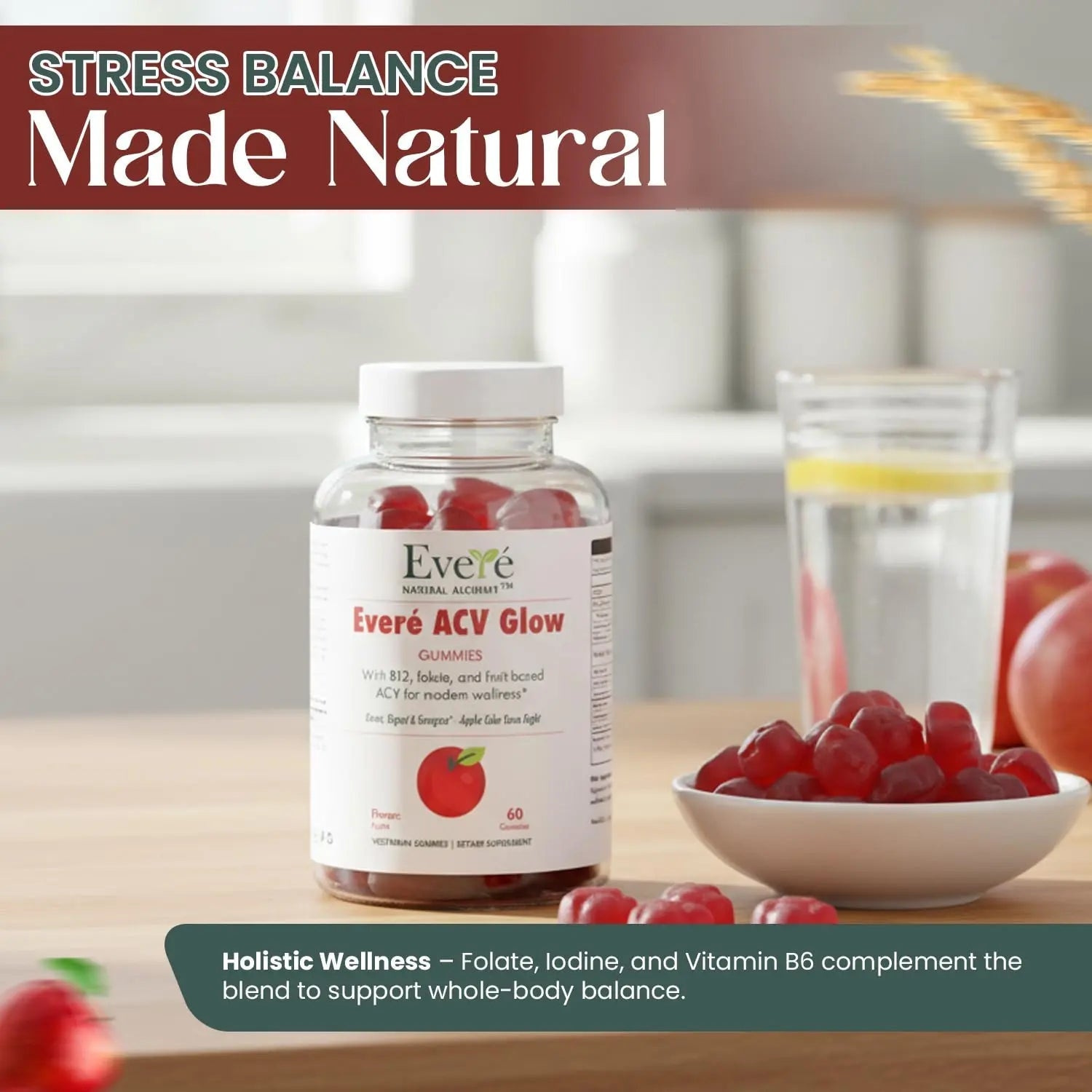 Everé ACV Glow Gummies – Apple Cider Vinegar with B12, B6, Iodine, Folate, Beetroot & Pomegranate – Daily Wellness Support for Energy & Balance - TrustMedUSA